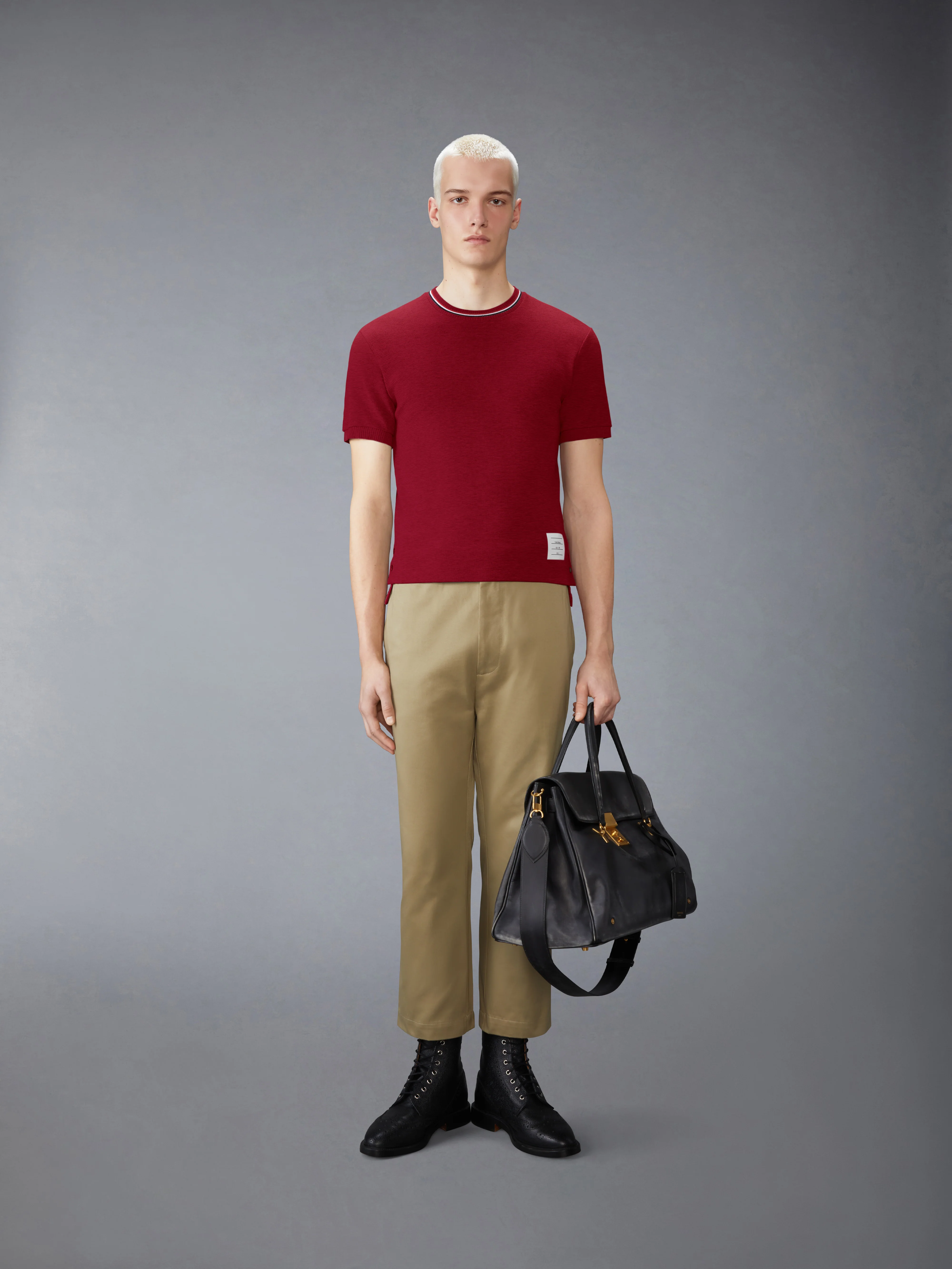 COTTON WAFFLE RIB CUFF TEE - Image 3