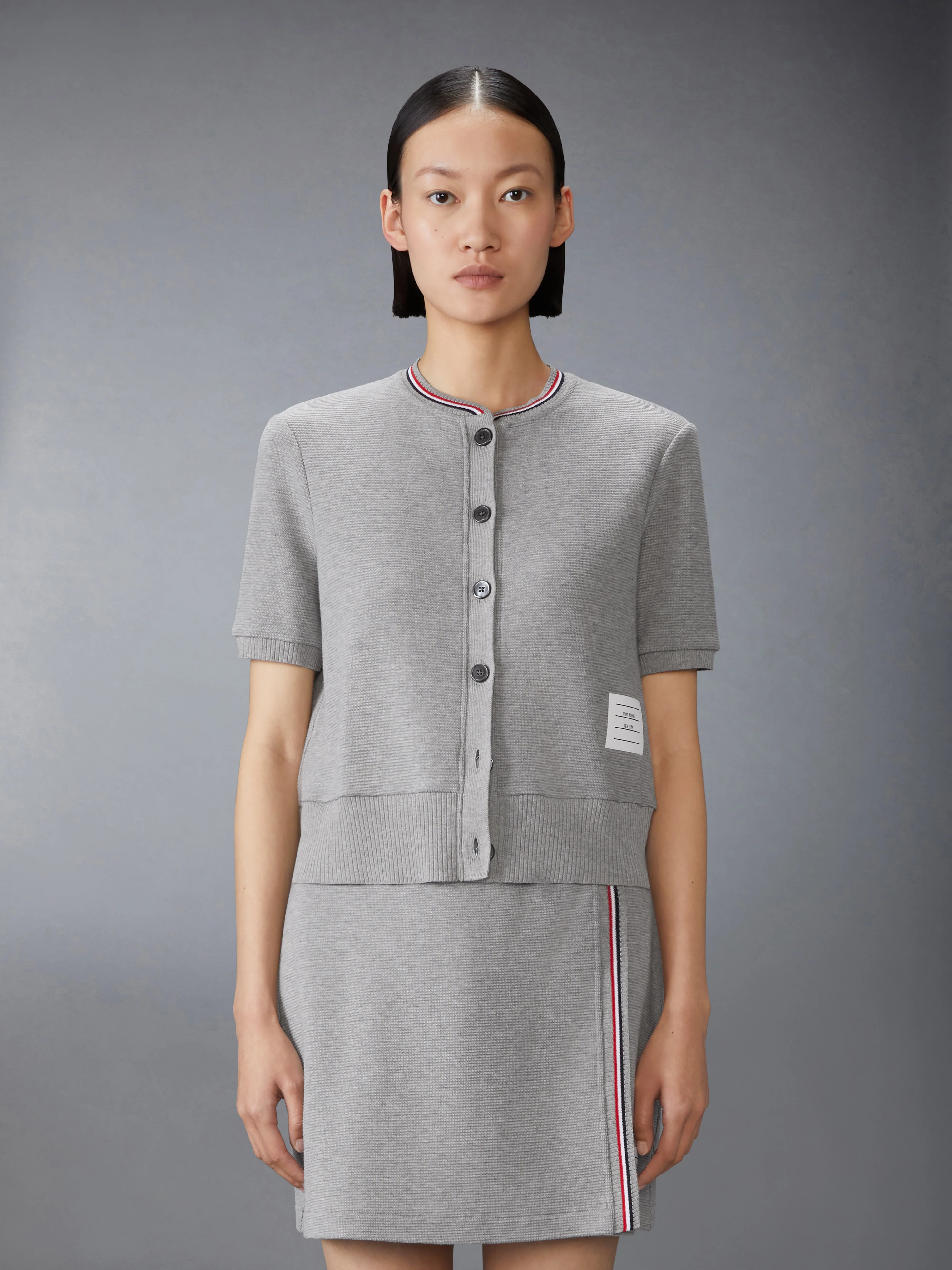 COTTON WAFFLE SHORT SLEEVE CARDIGAN
