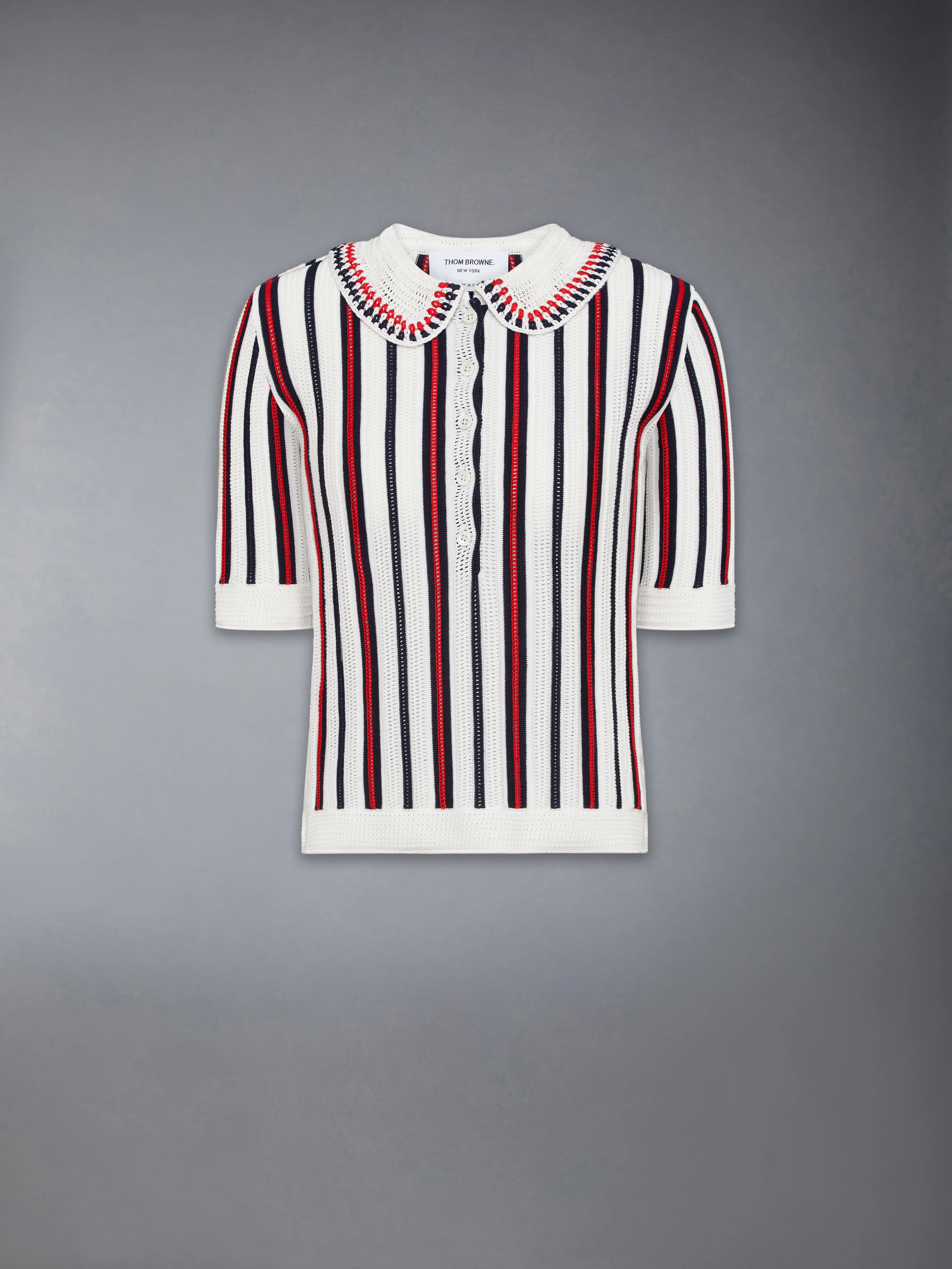 CROCHET STITCH RWB STRIPE POLO - Image 5