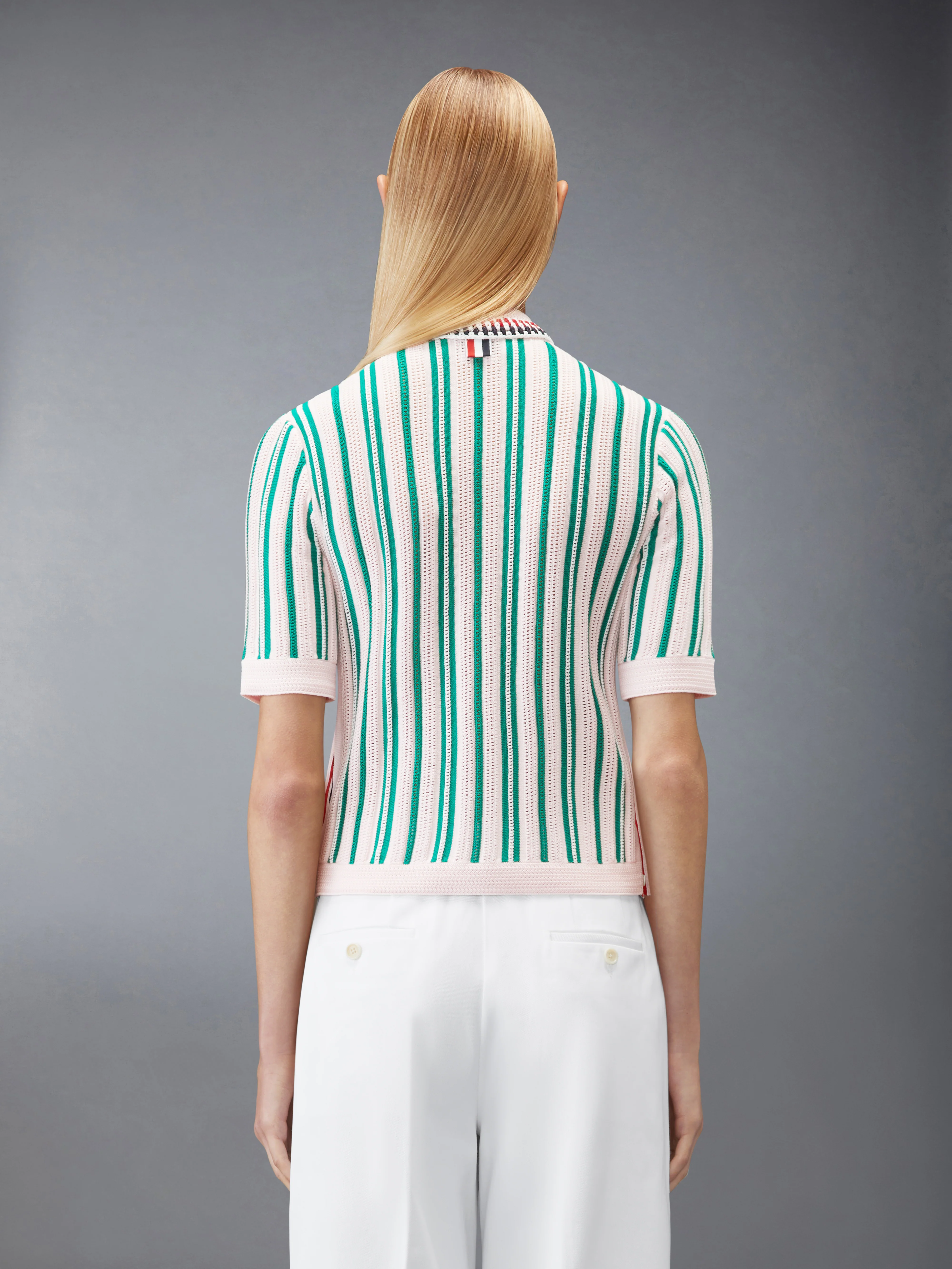 CROCHET STITCH RWB STRIPE POLO - Image 2