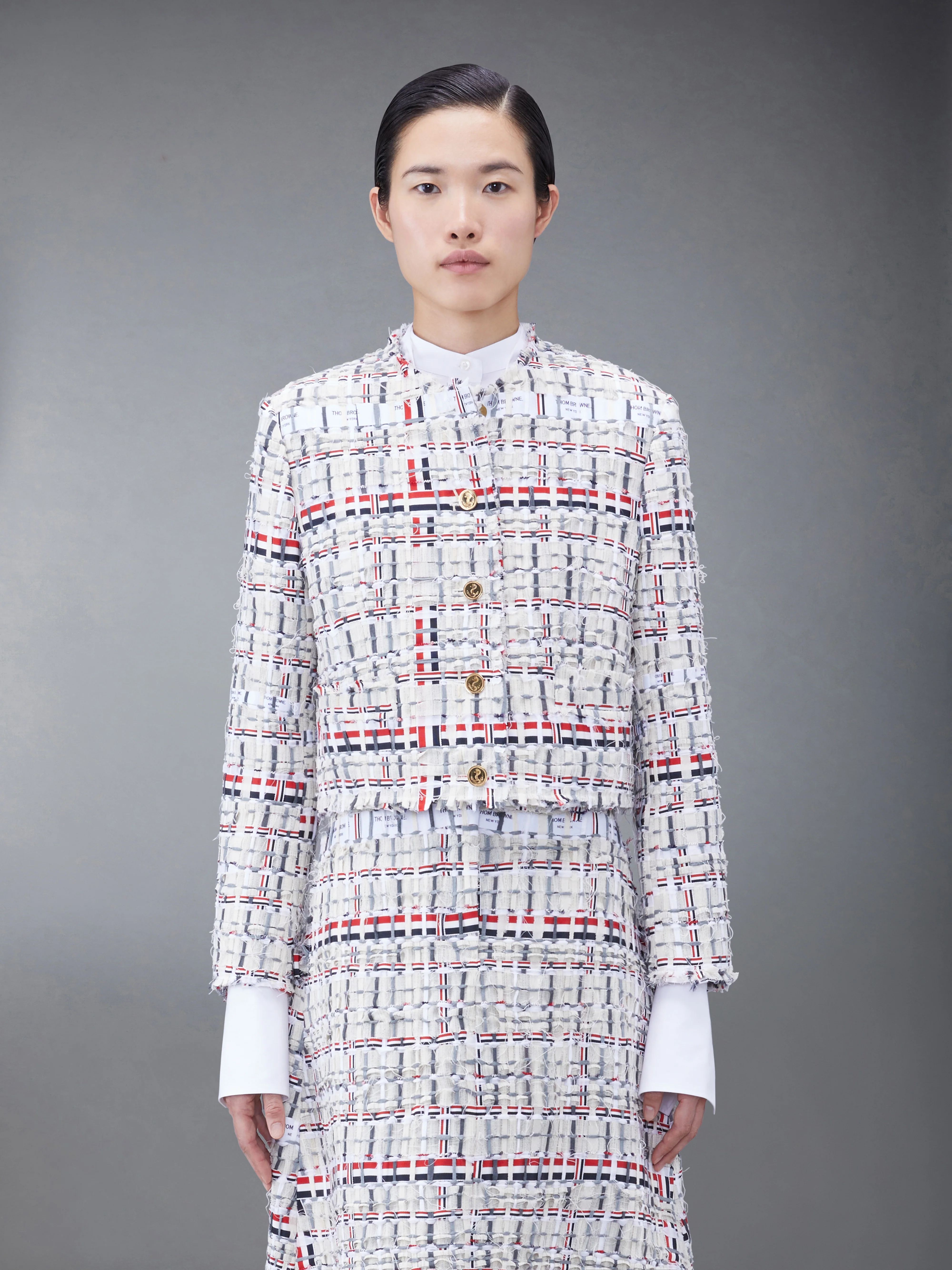 DECONSTRUCTED TWEED BOX PLEAT CARDIGAN JACKET - Image 2