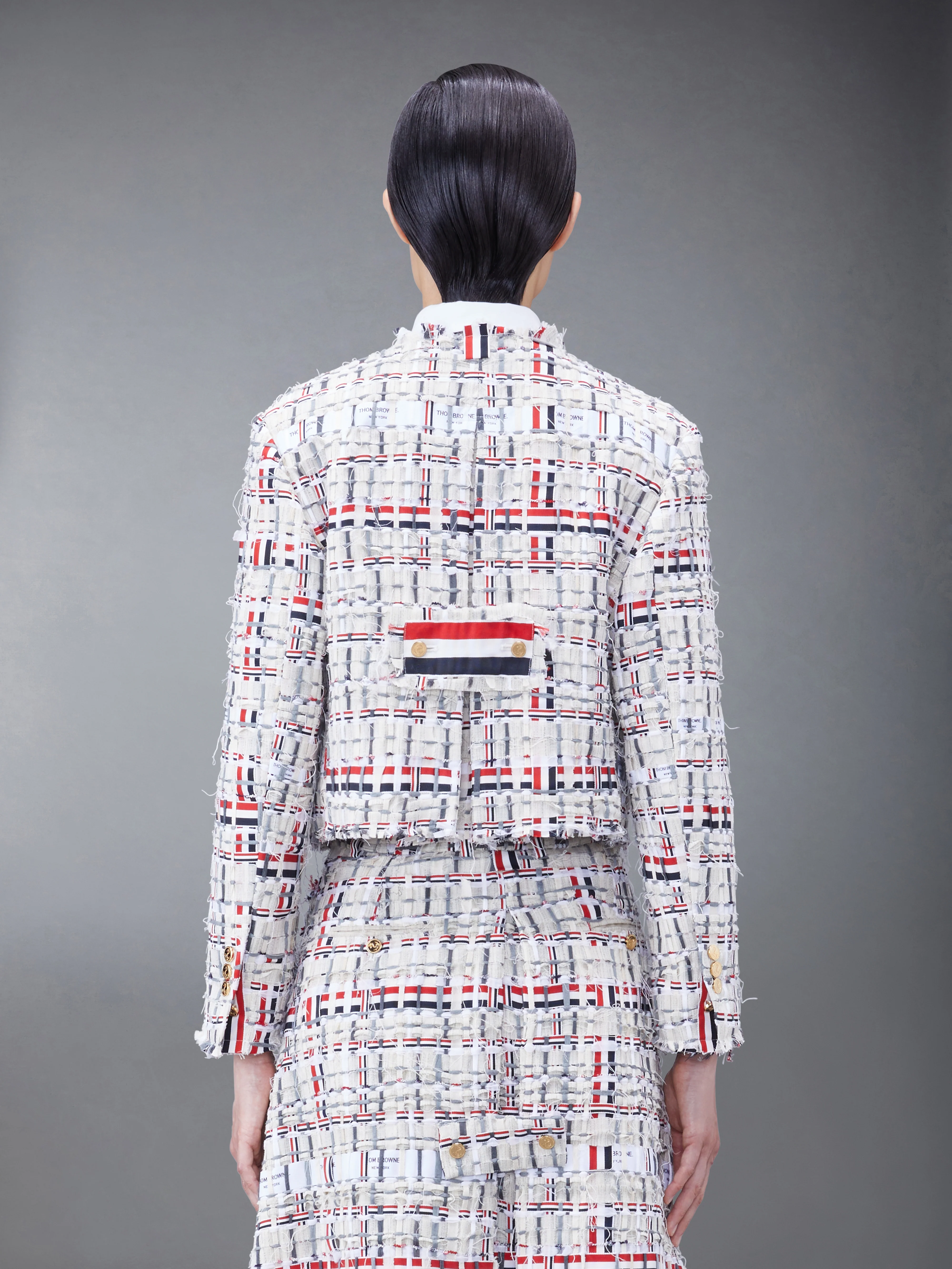 DECONSTRUCTED TWEED BOX PLEAT CARDIGAN JACKET - Image 3