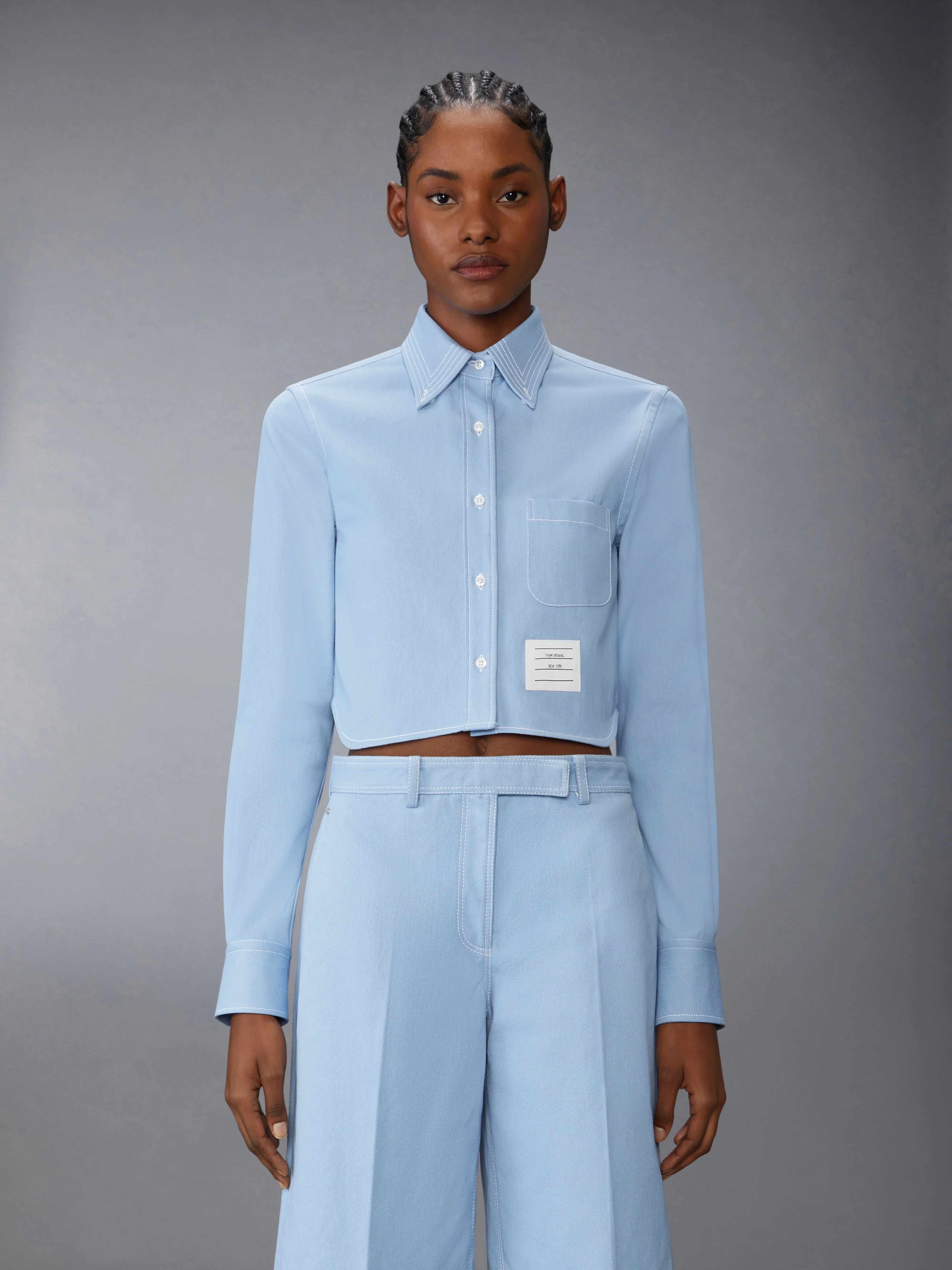DENIM CLASSIC CROPPED LONG SLEEVE SHIRT