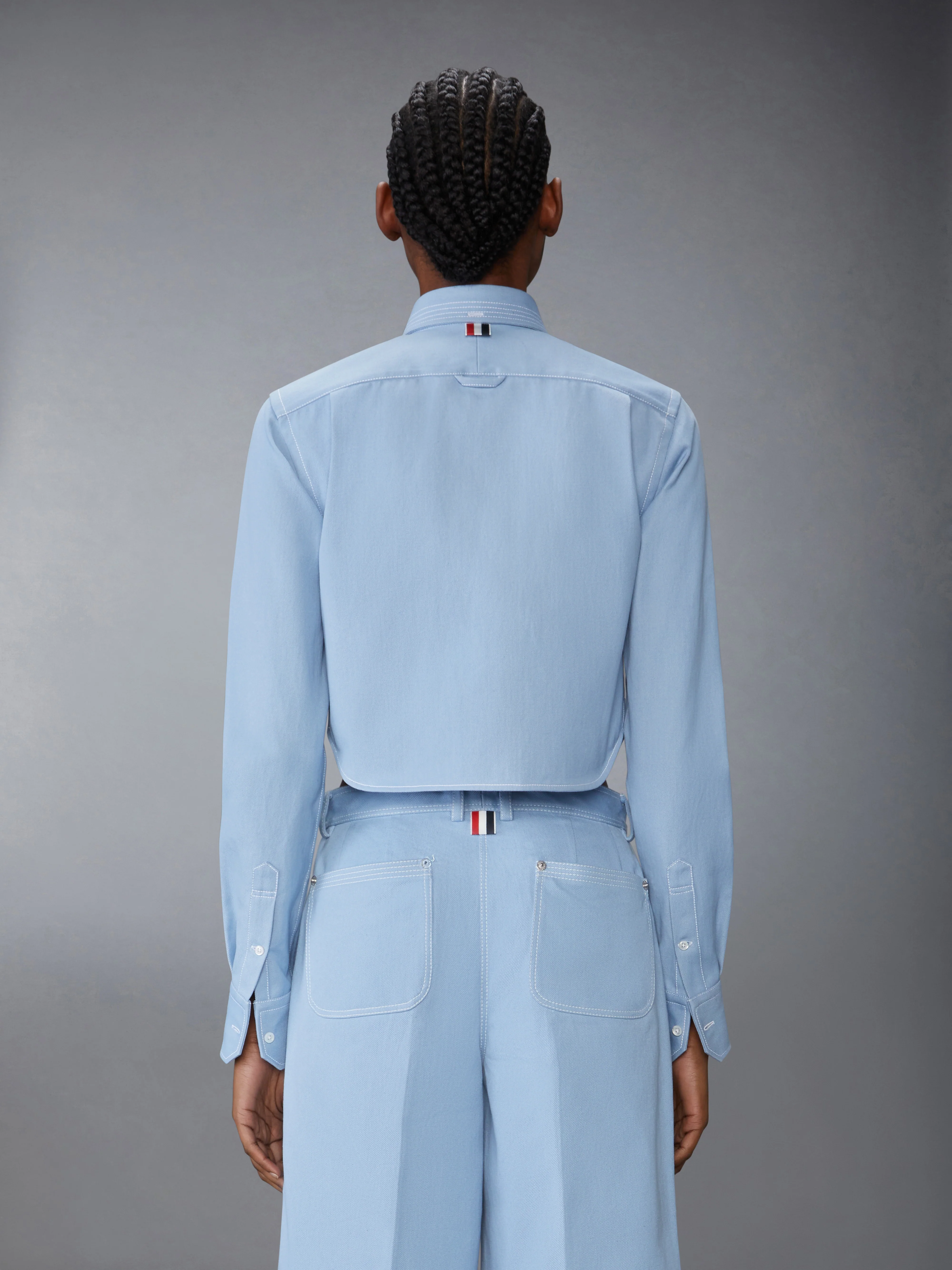 DENIM CLASSIC CROPPED LONG SLEEVE SHIRT - Image 2