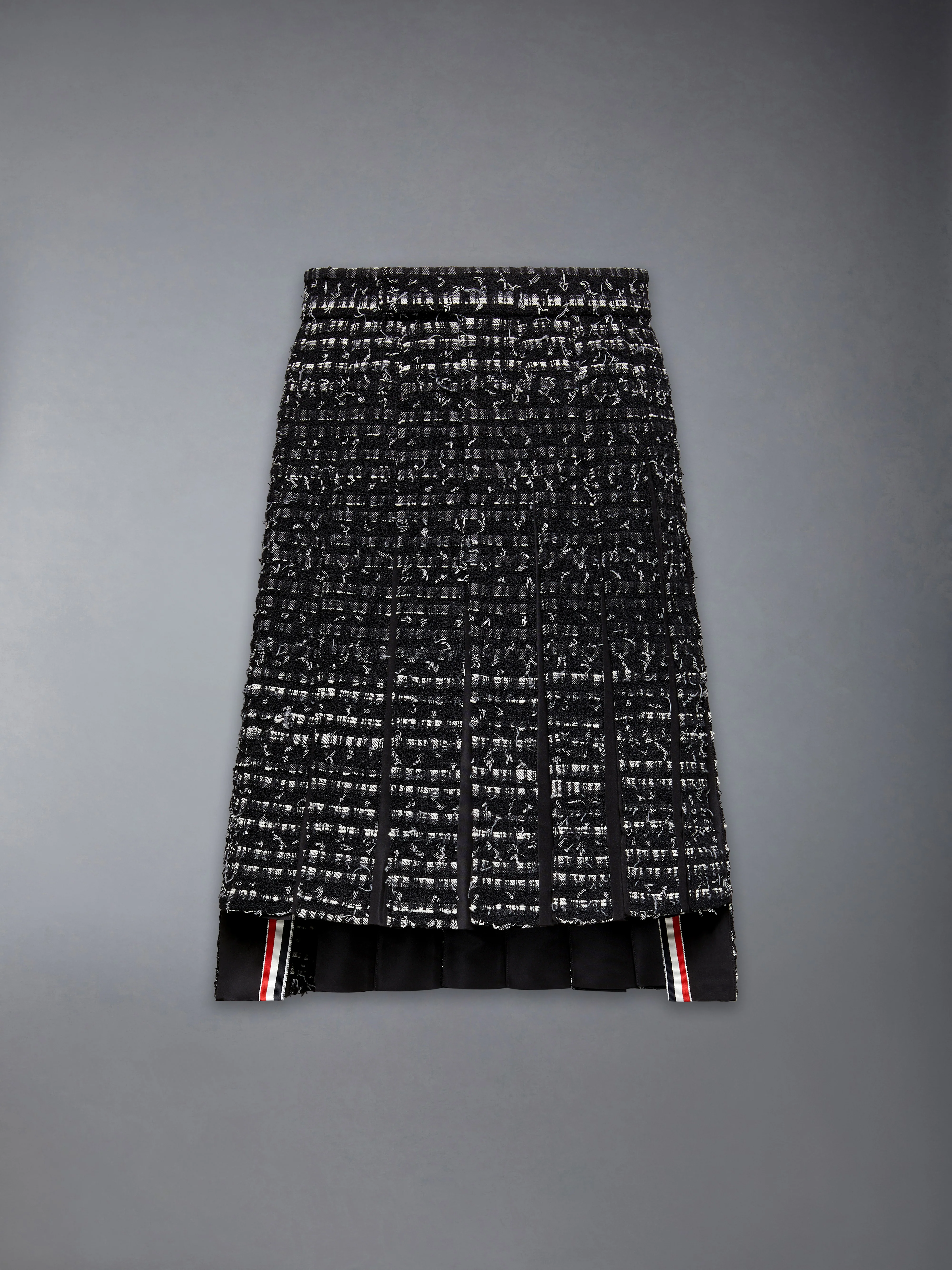 DENIM RIBBON TWEED CLASSIC RISE MIDI PLEATED SKIRT - Image 7