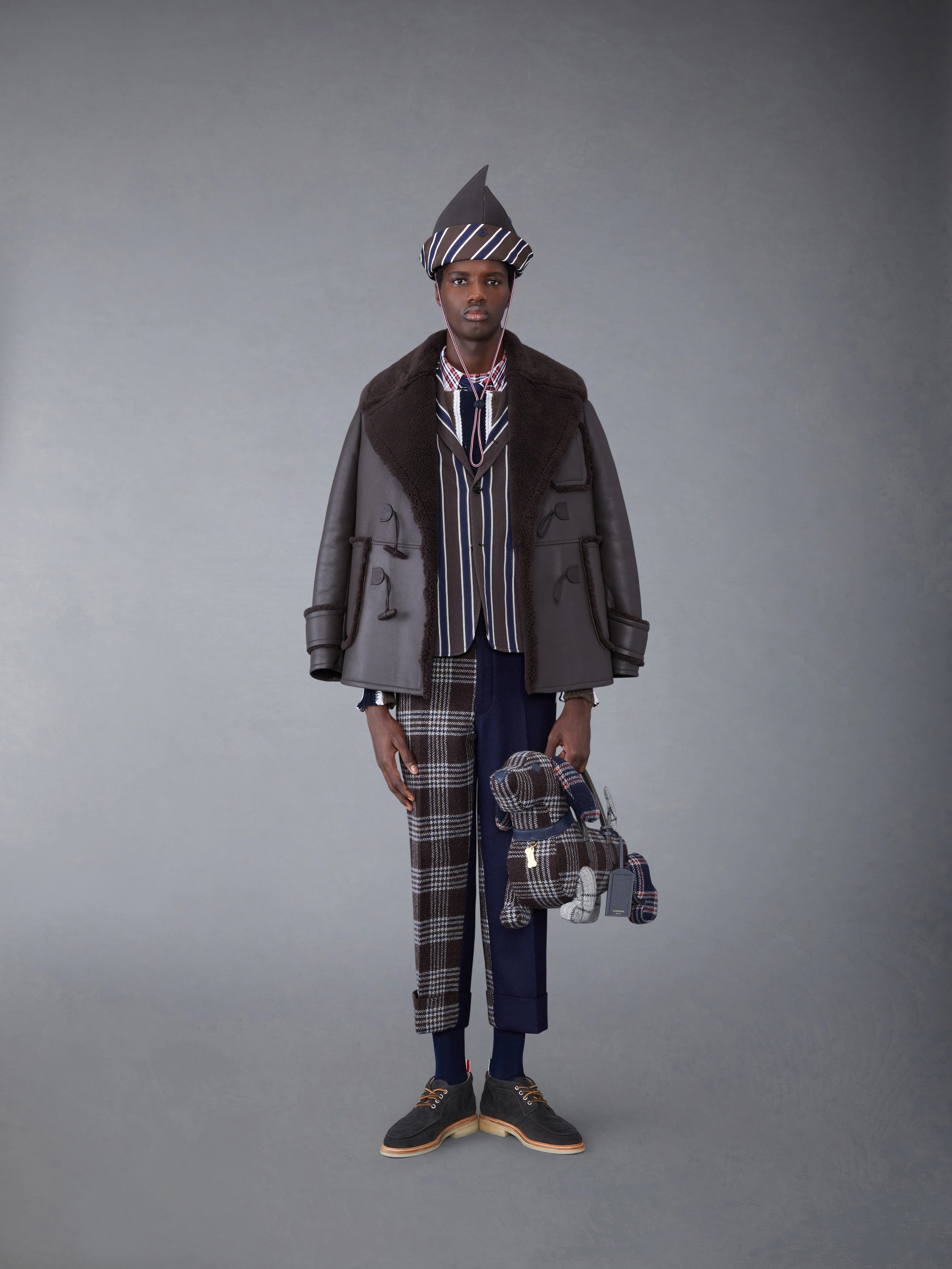 Dyed Shearling Oversized Collar Pea Coat - Image 3