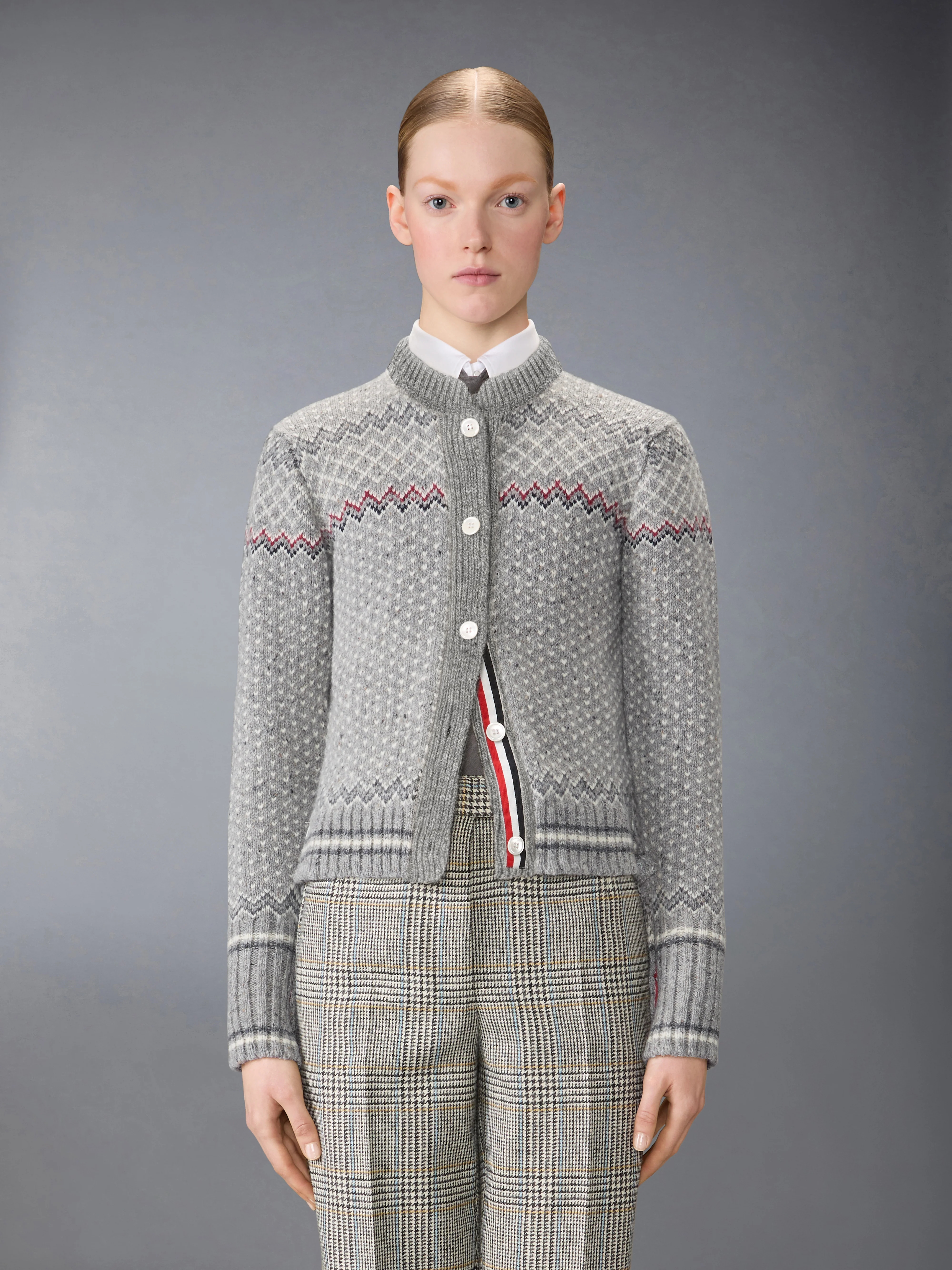 FAIR ISLE JACQUARD DONEGAL CROPPED CARDIGAN