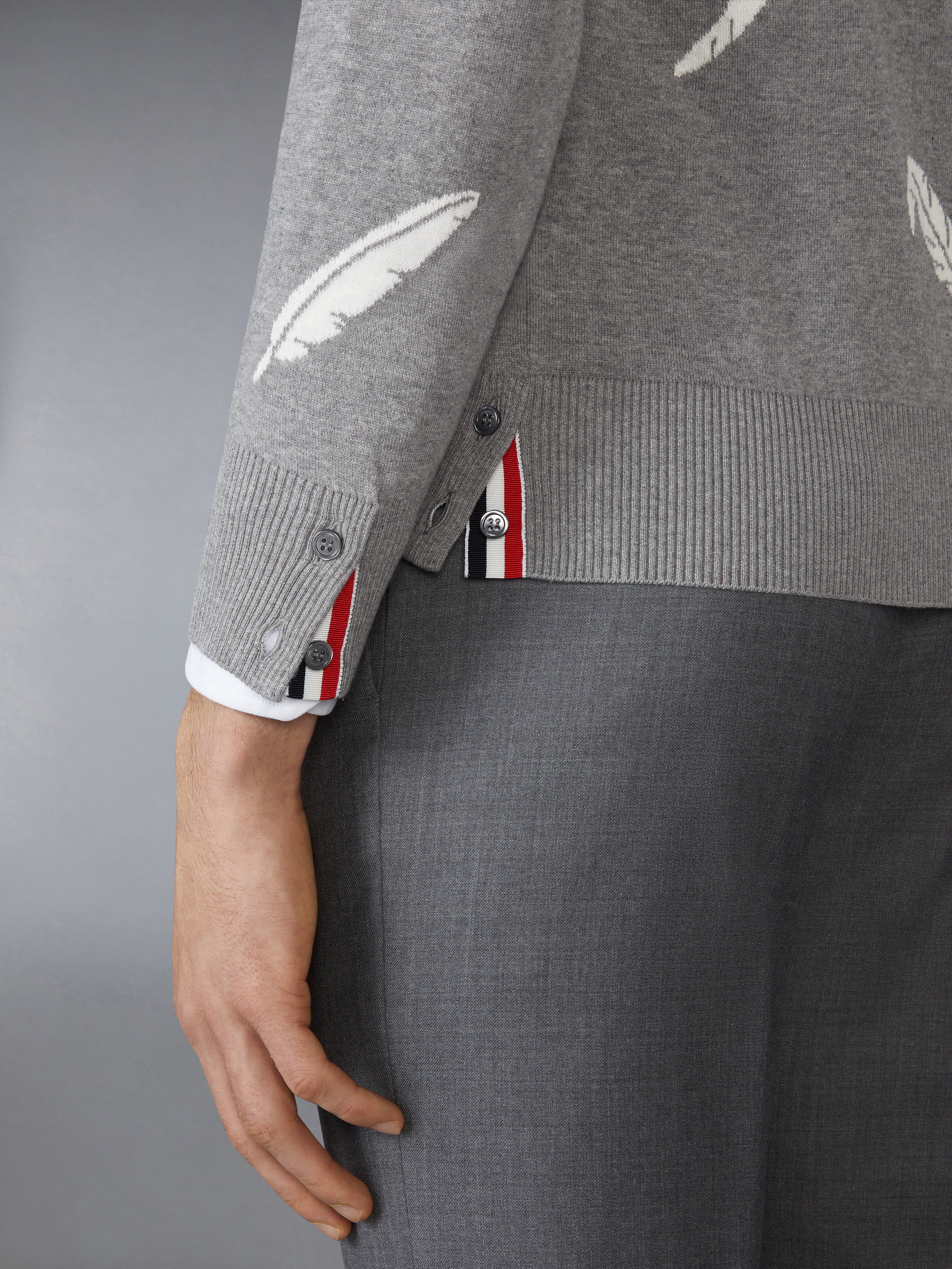 FEATHER INTARSIA RELAXED FIT CREW NECK PULLOVER - Image 4