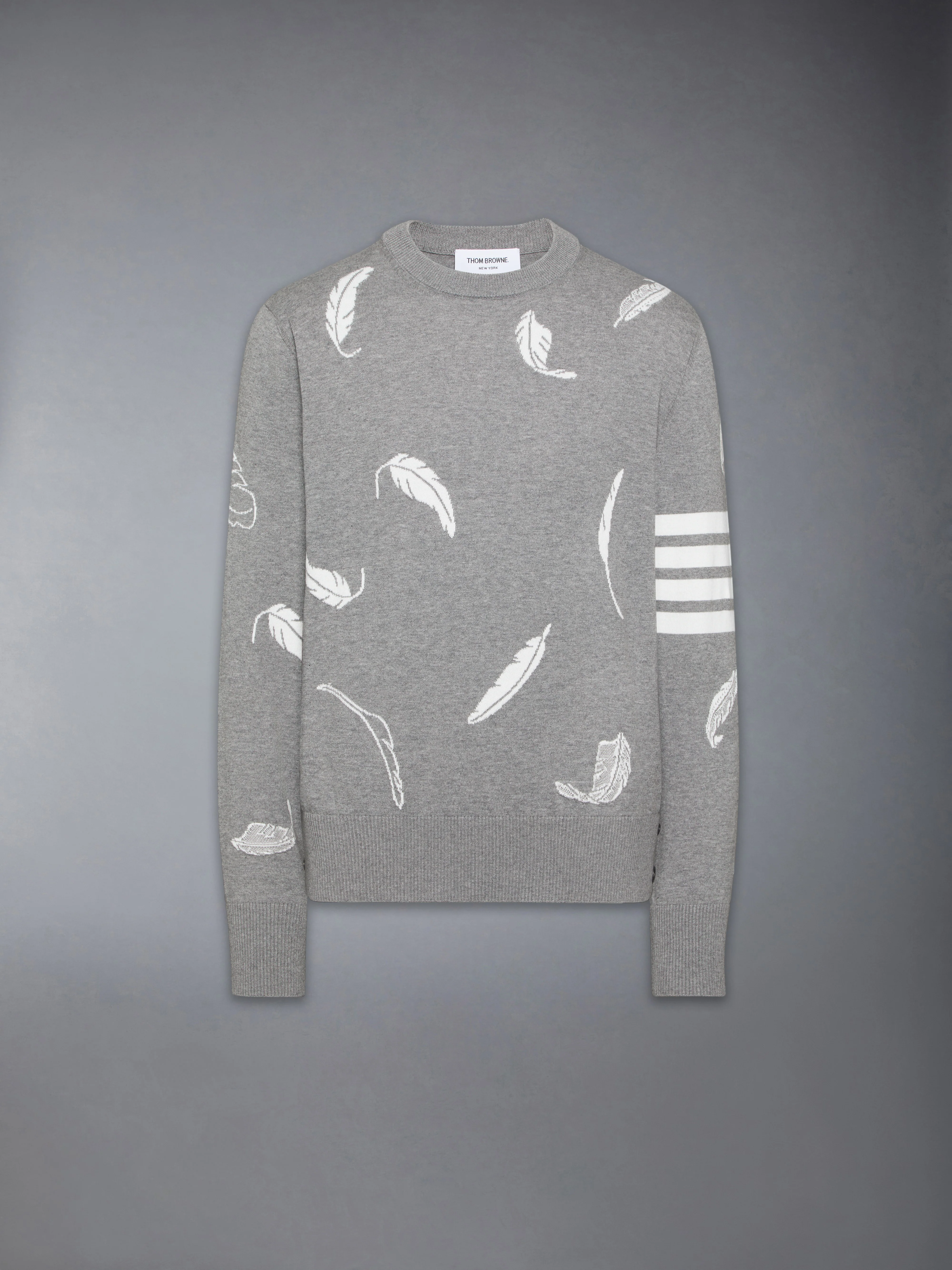 FEATHER INTARSIA RELAXED FIT CREW NECK PULLOVER - Image 6