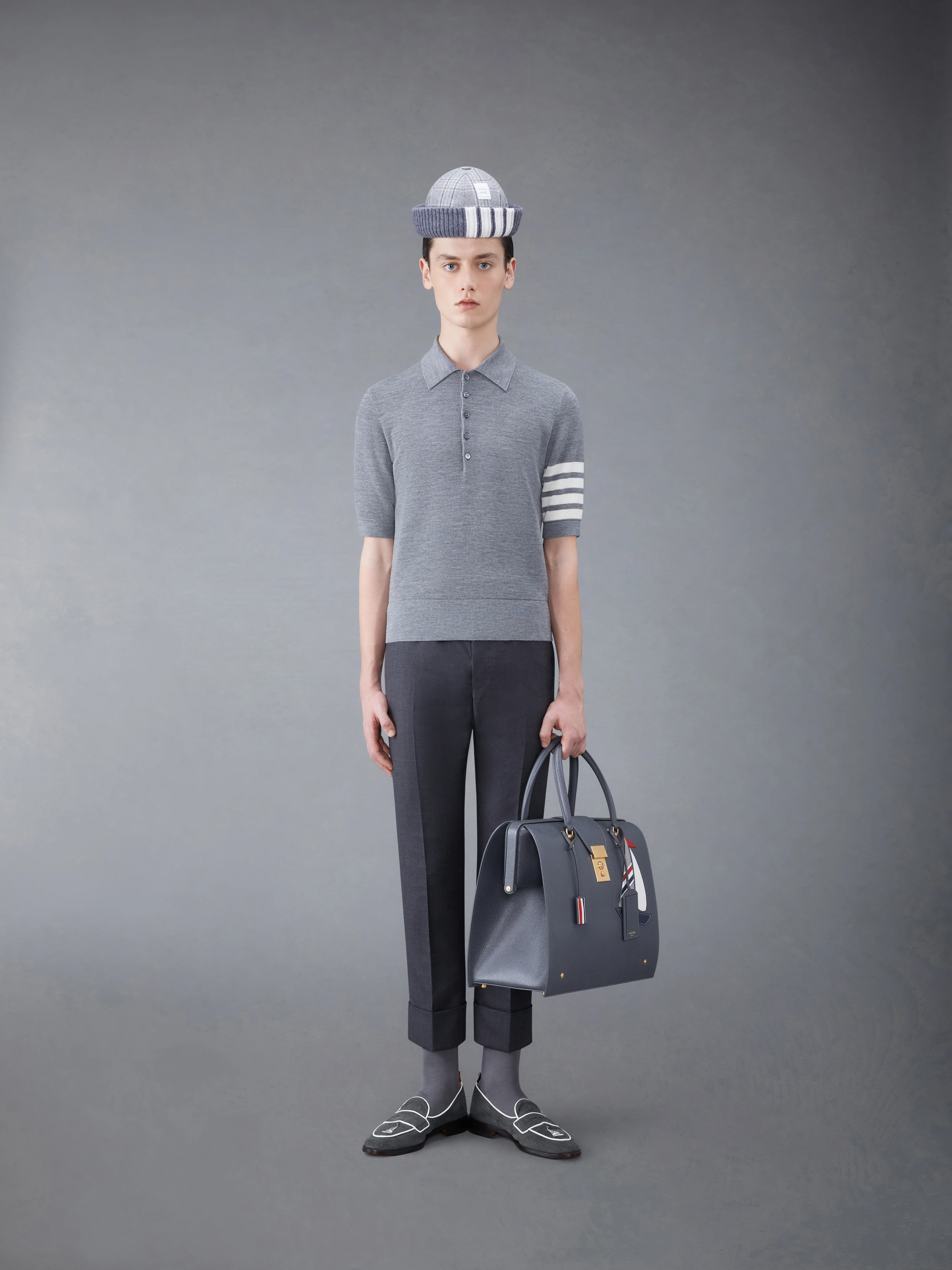 Fine Merino Waffle 4-Bar Short Sleeve Polo - Image 3
