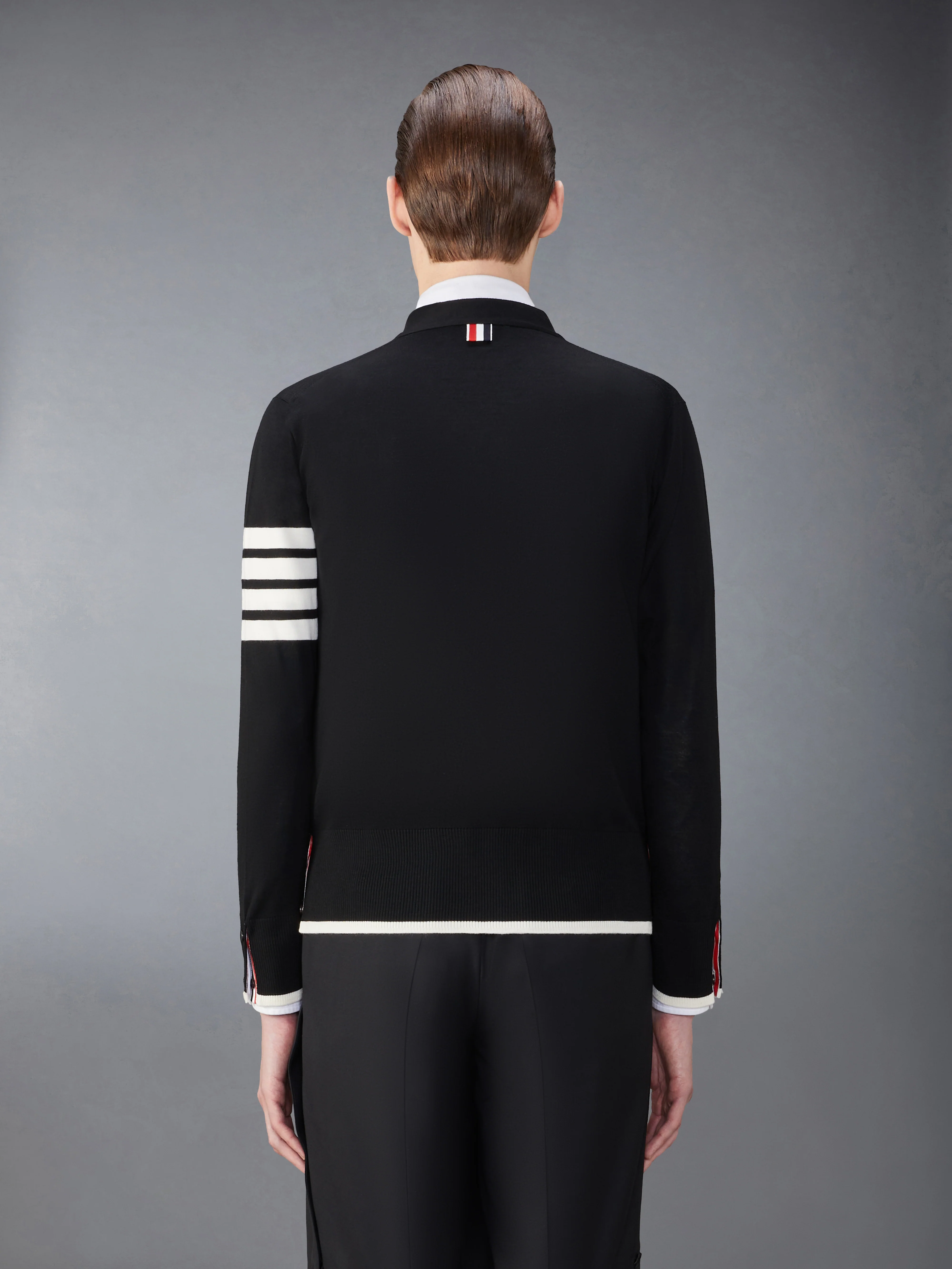 FINE MERINO WOOL 4-BAR RELAXED FIT CARDIGAN - Image 2