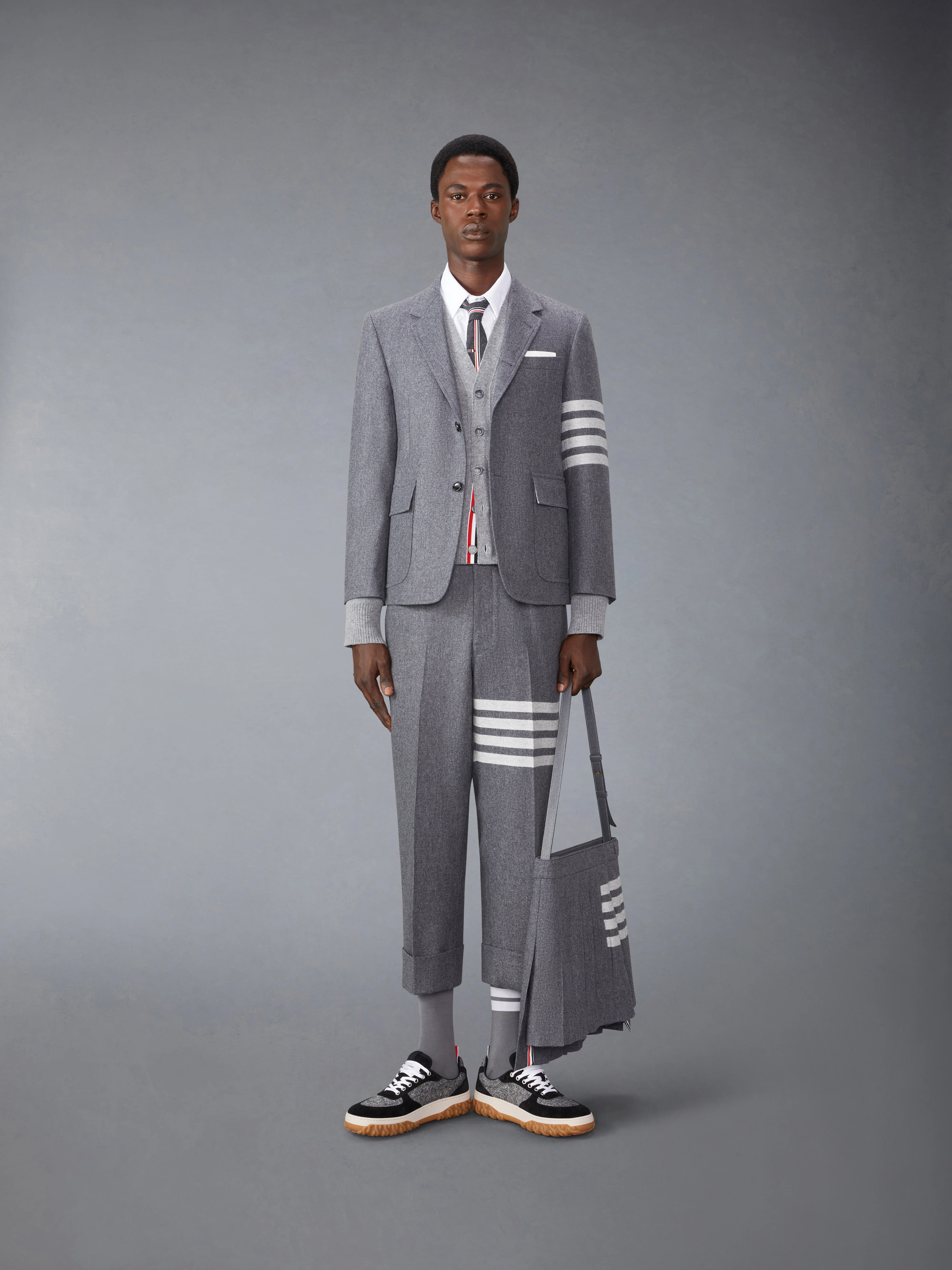 FLANNEL 4-BAR LOW RISE BACKSTRAP TROUSERS - Image 4