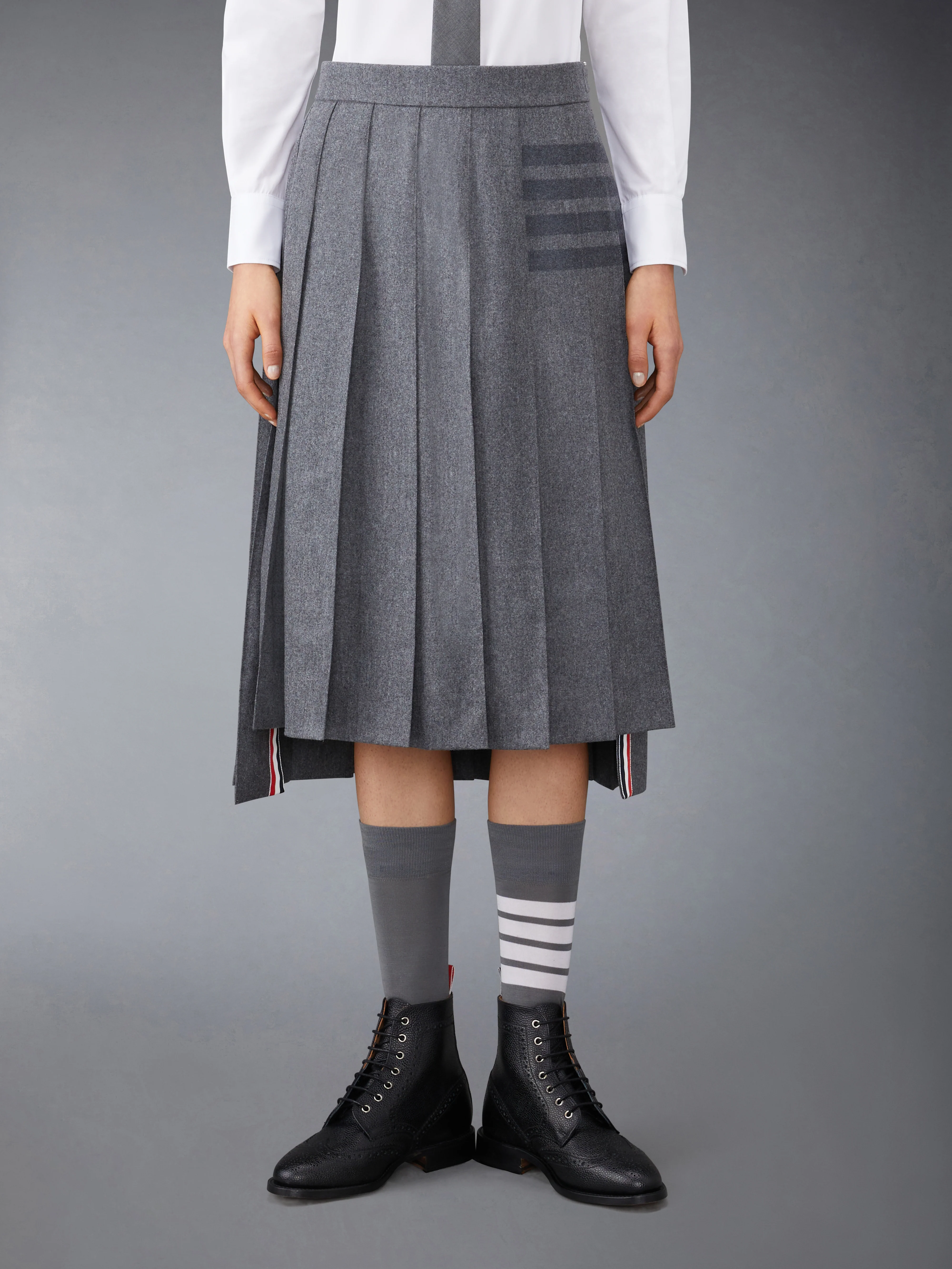 FLANNEL 4-BAR MIDI PLEATED SKIRT