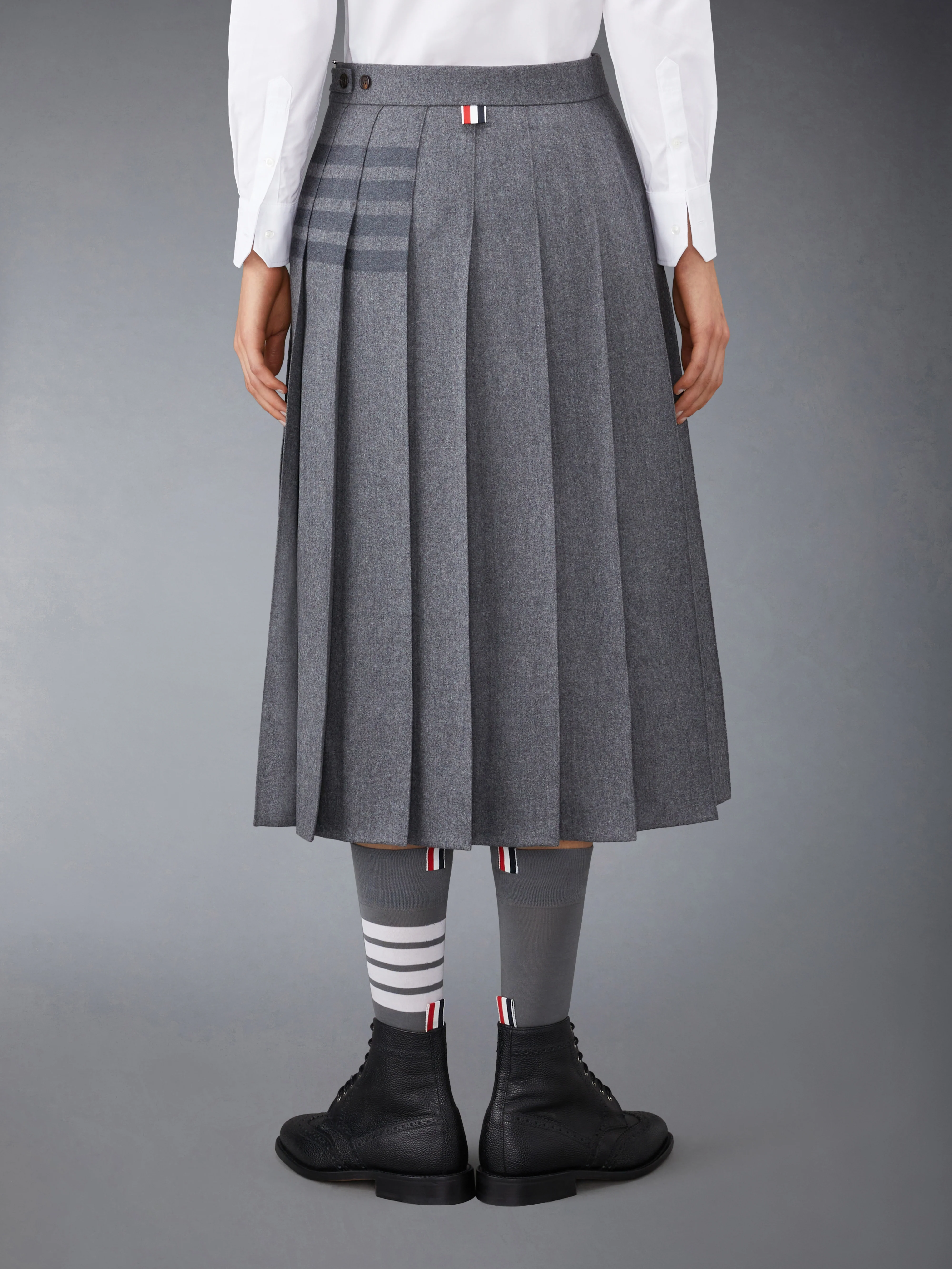 FLANNEL 4-BAR MIDI PLEATED SKIRT - Image 3