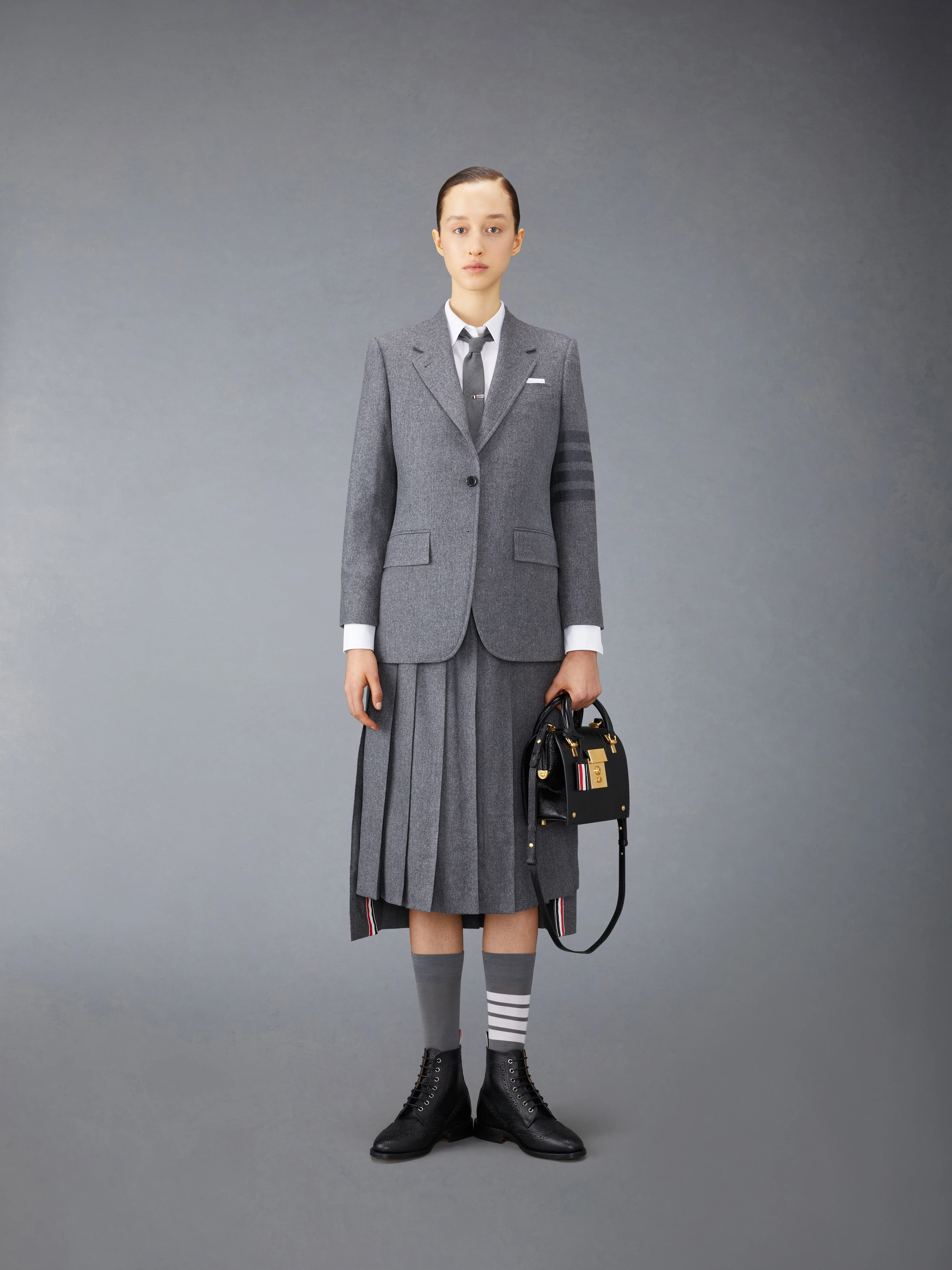 FLANNEL 4-BAR MIDI PLEATED SKIRT - Image 4