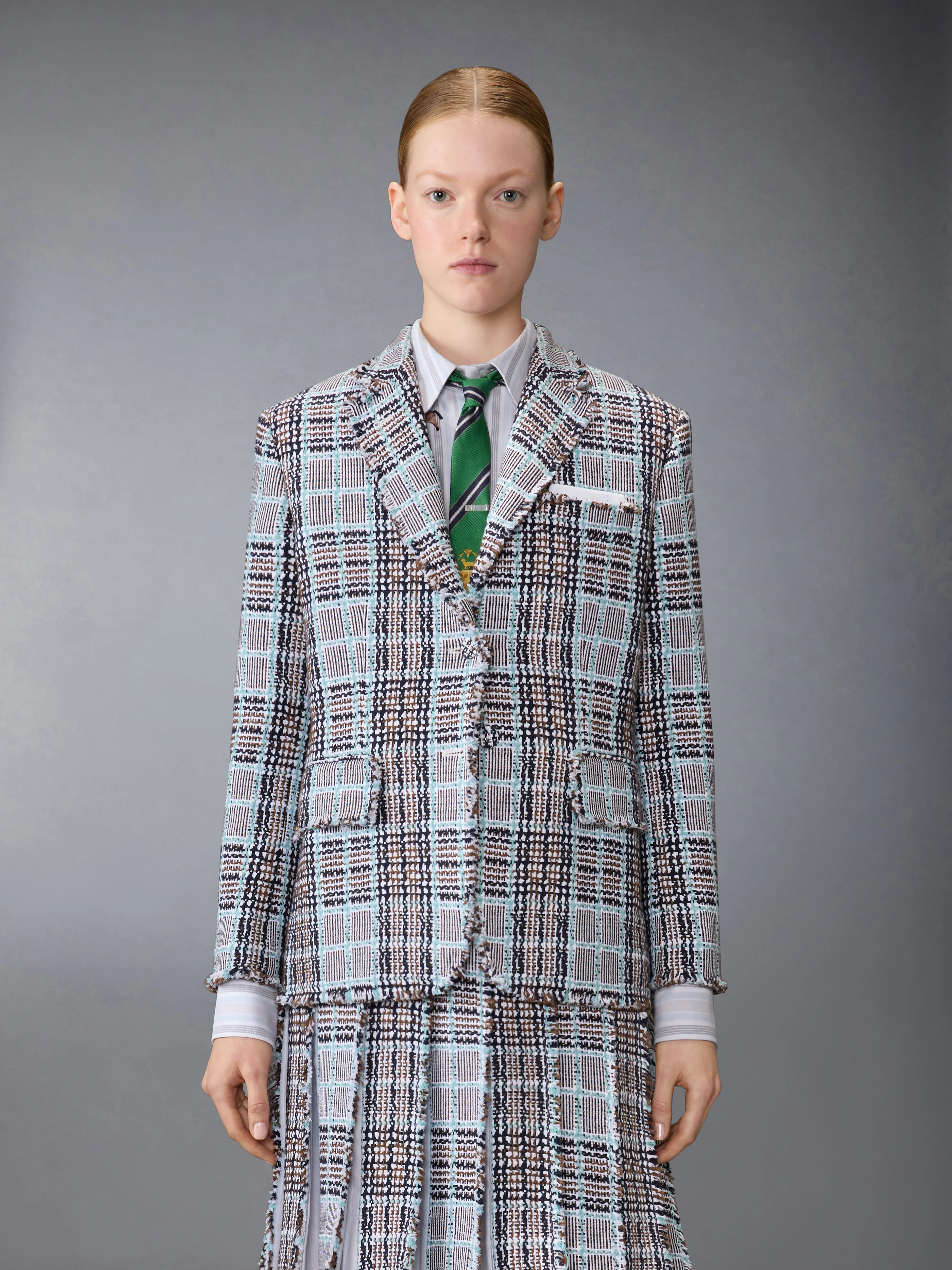 FRAYED PLAID CHECK SUMMER TWEED SPORTCOAT
