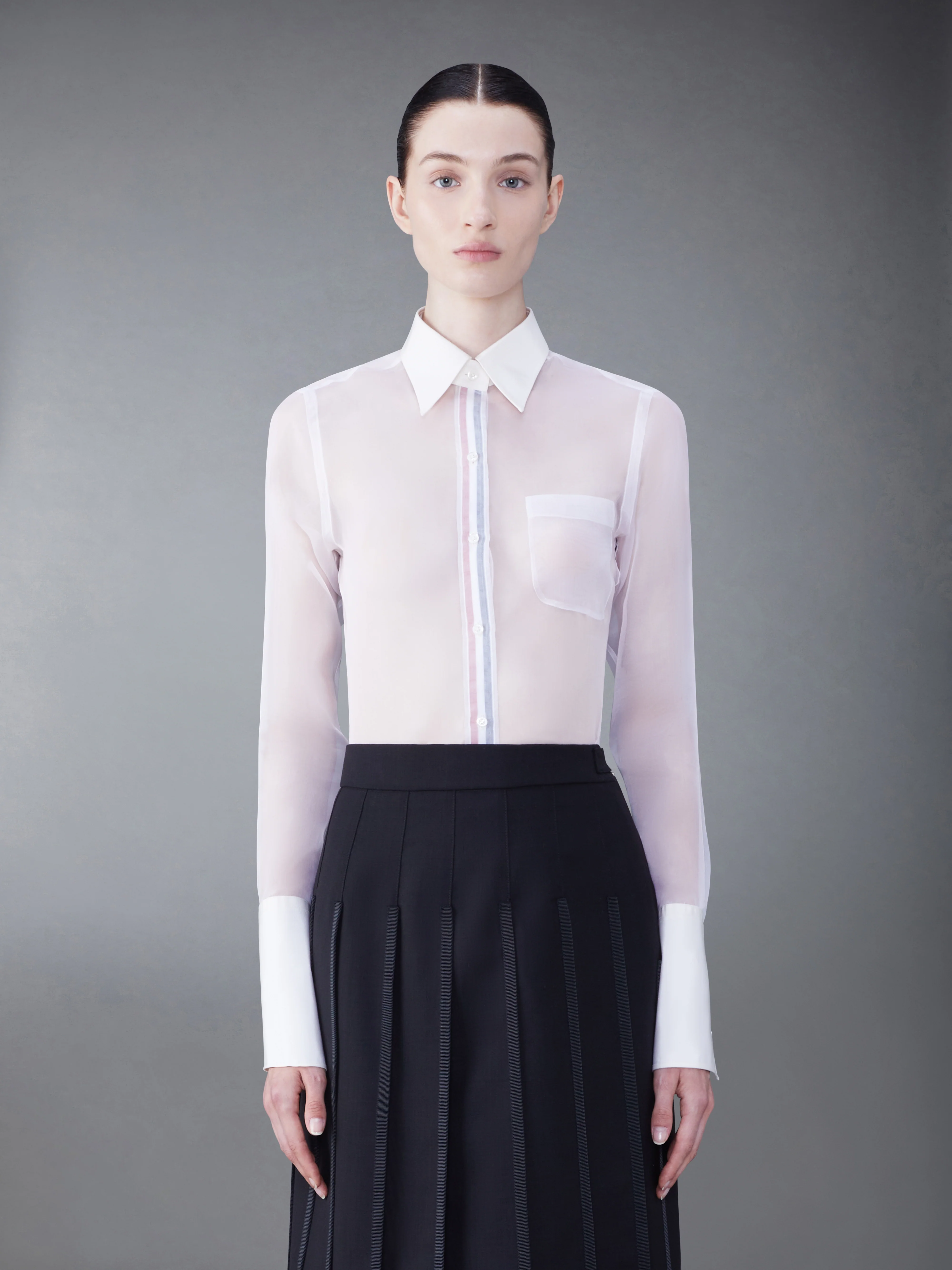 FRENCH CUFF ORGANZA SHIRT