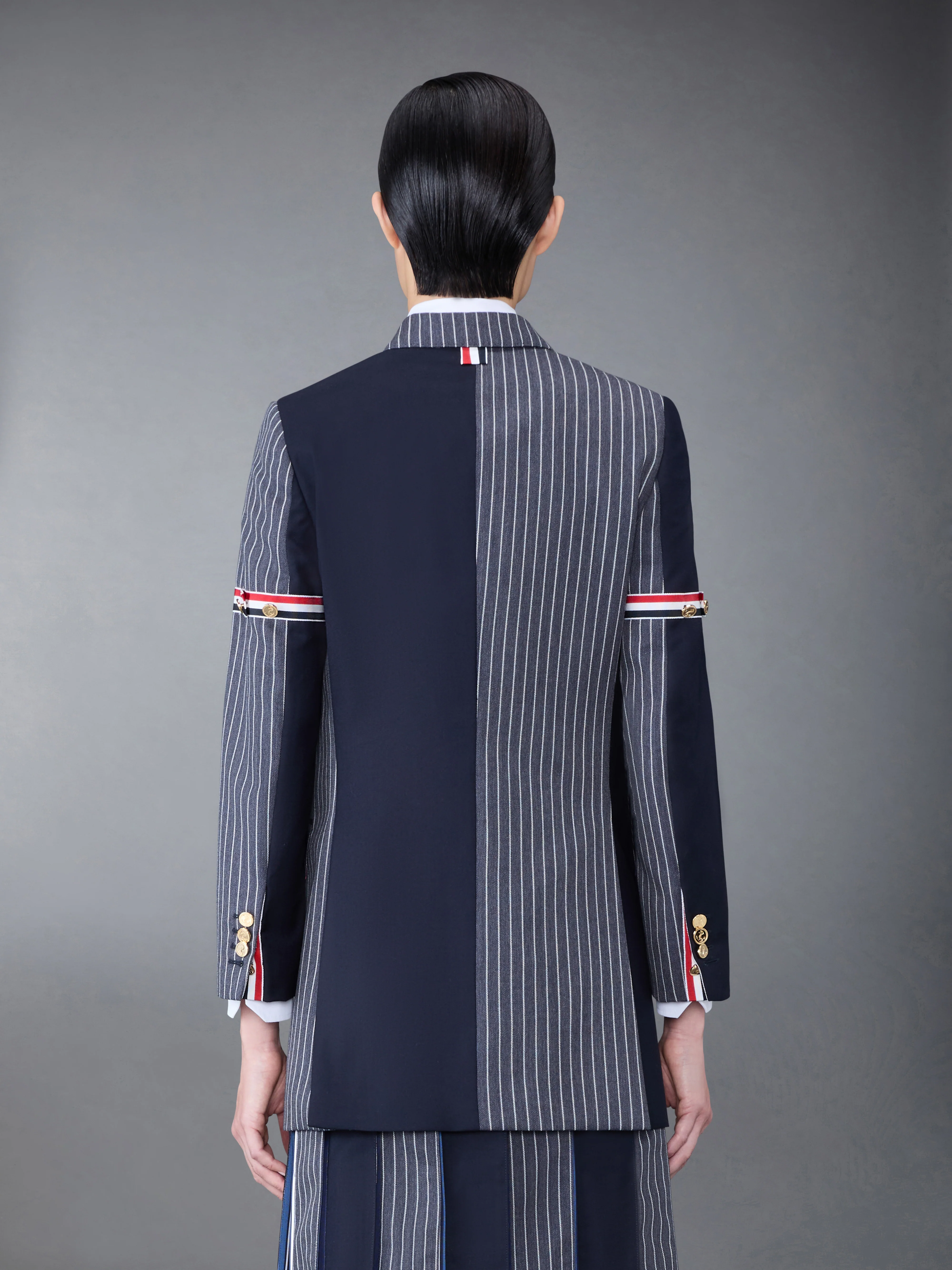 Fun-Mix Pinstripe and Super 120's Armband Double Breasted Classic Sport Coat - Image 2