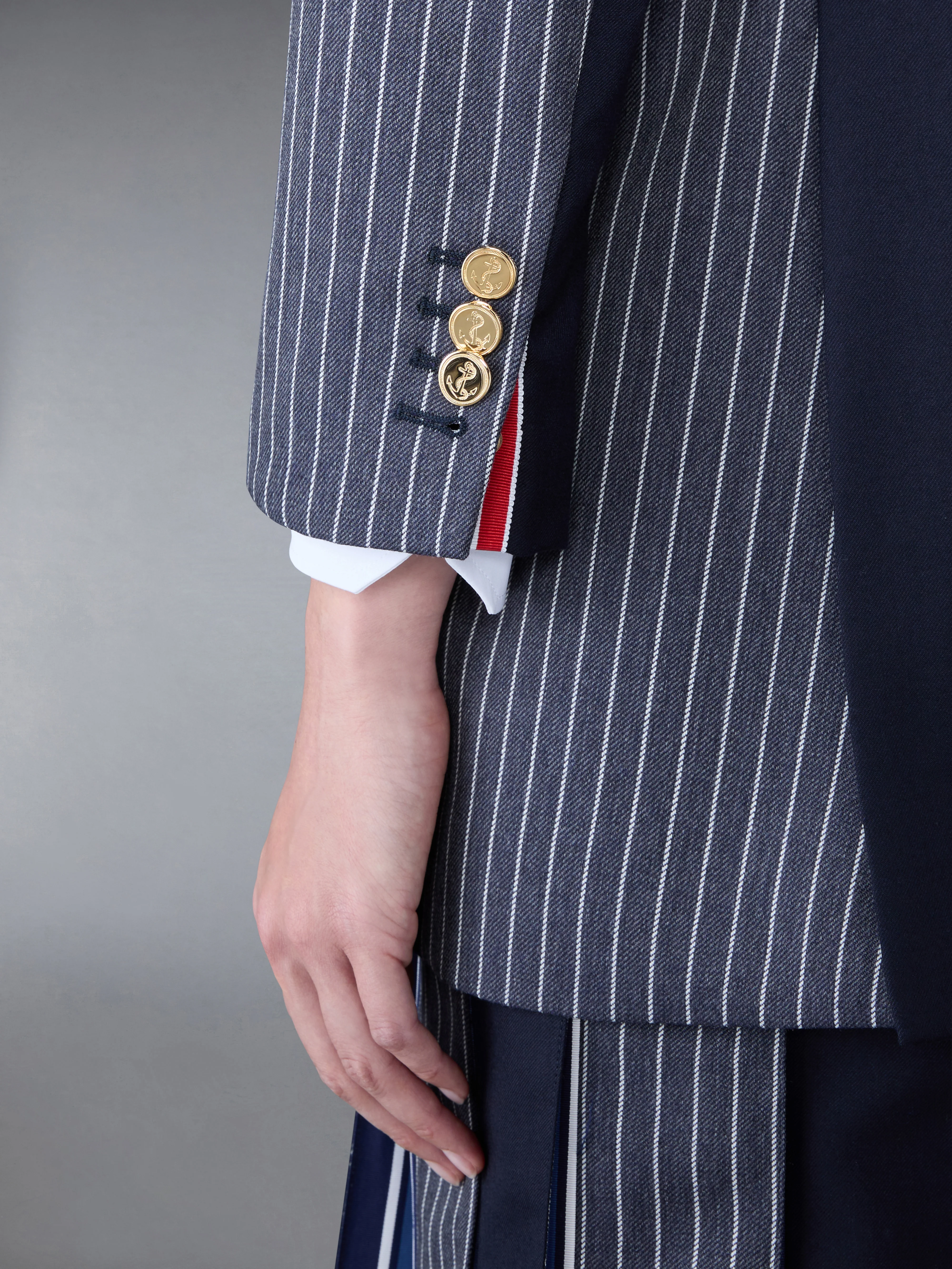 Fun-Mix Pinstripe and Super 120's Armband Double Breasted Classic Sport Coat - Image 8