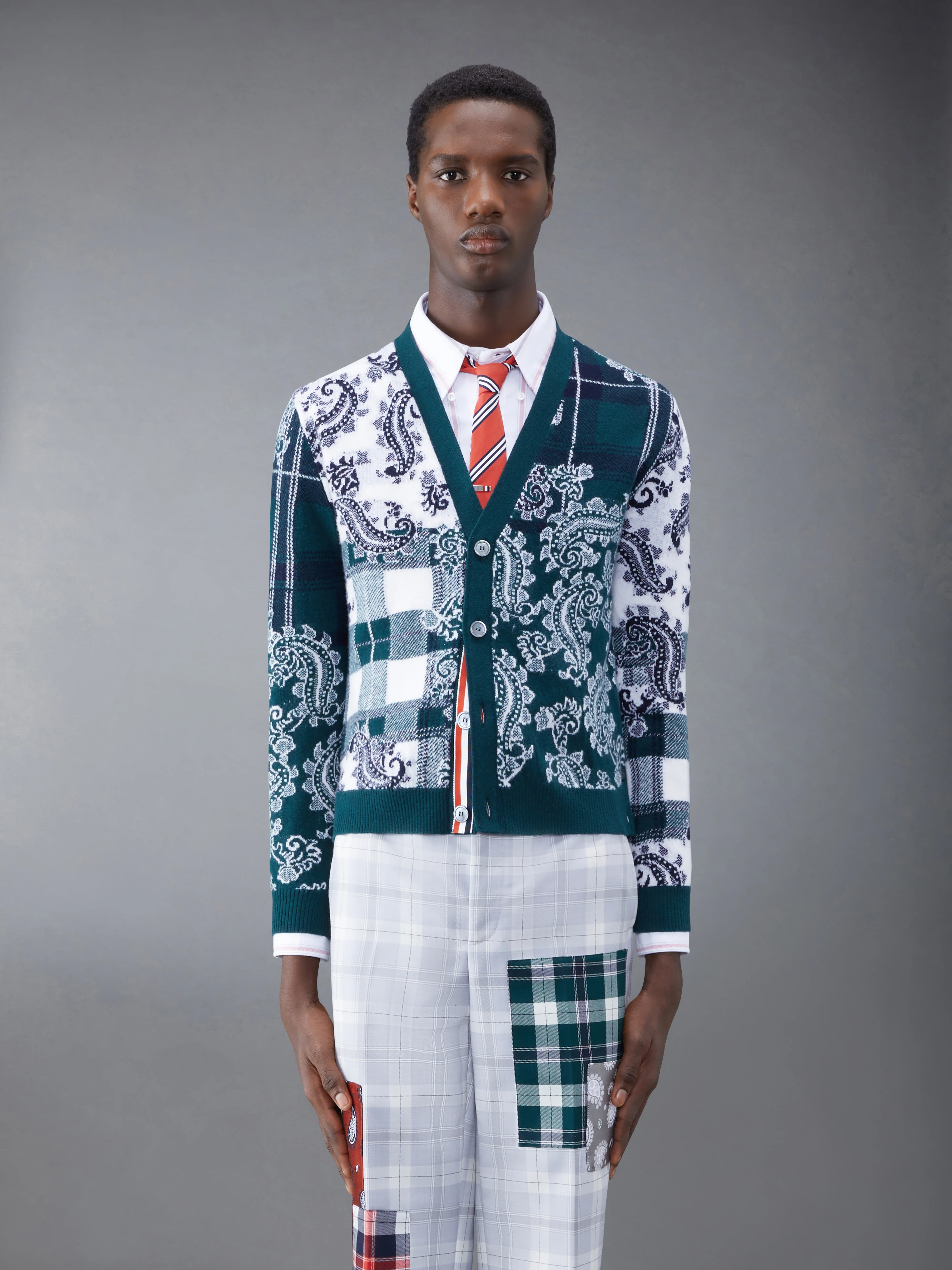 Fun-Mix Tartan Merino V-neck Cardigan