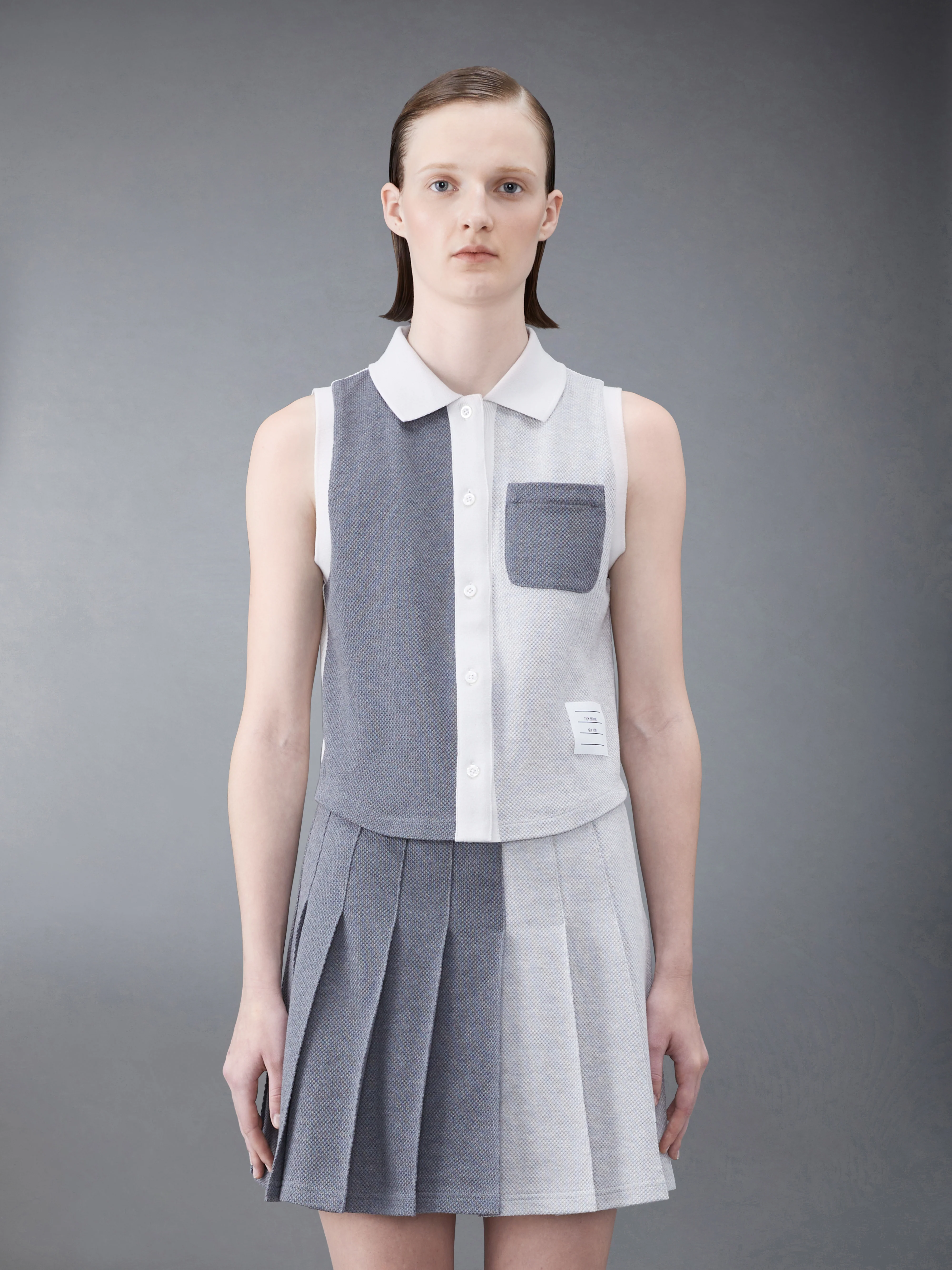 Fun-Mix Textured Cotton Tuck Sleeveless Polo