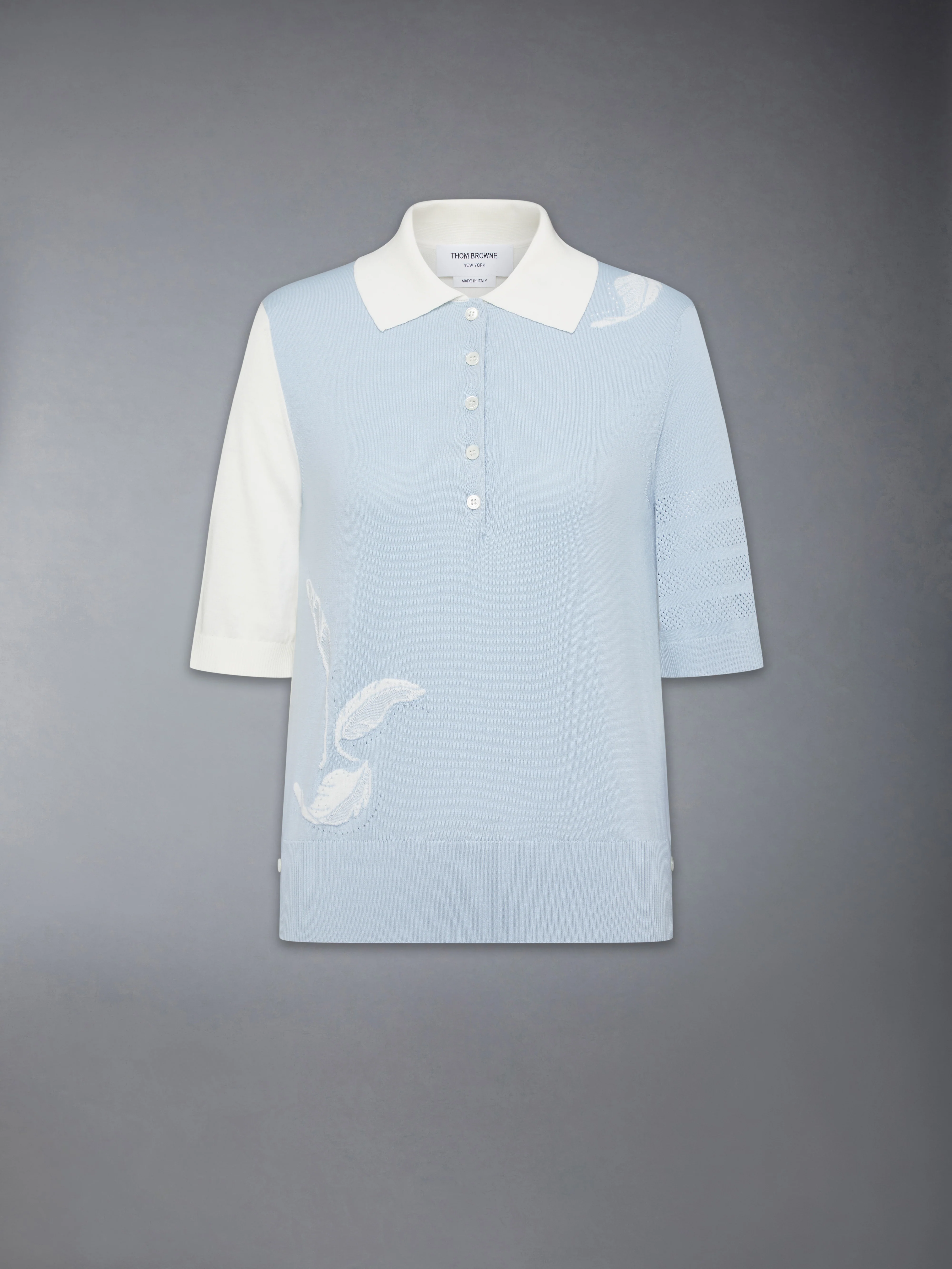 FUNMIX FEATHER INTARSIA POINTELLE 4 BAR POLO - Image 6