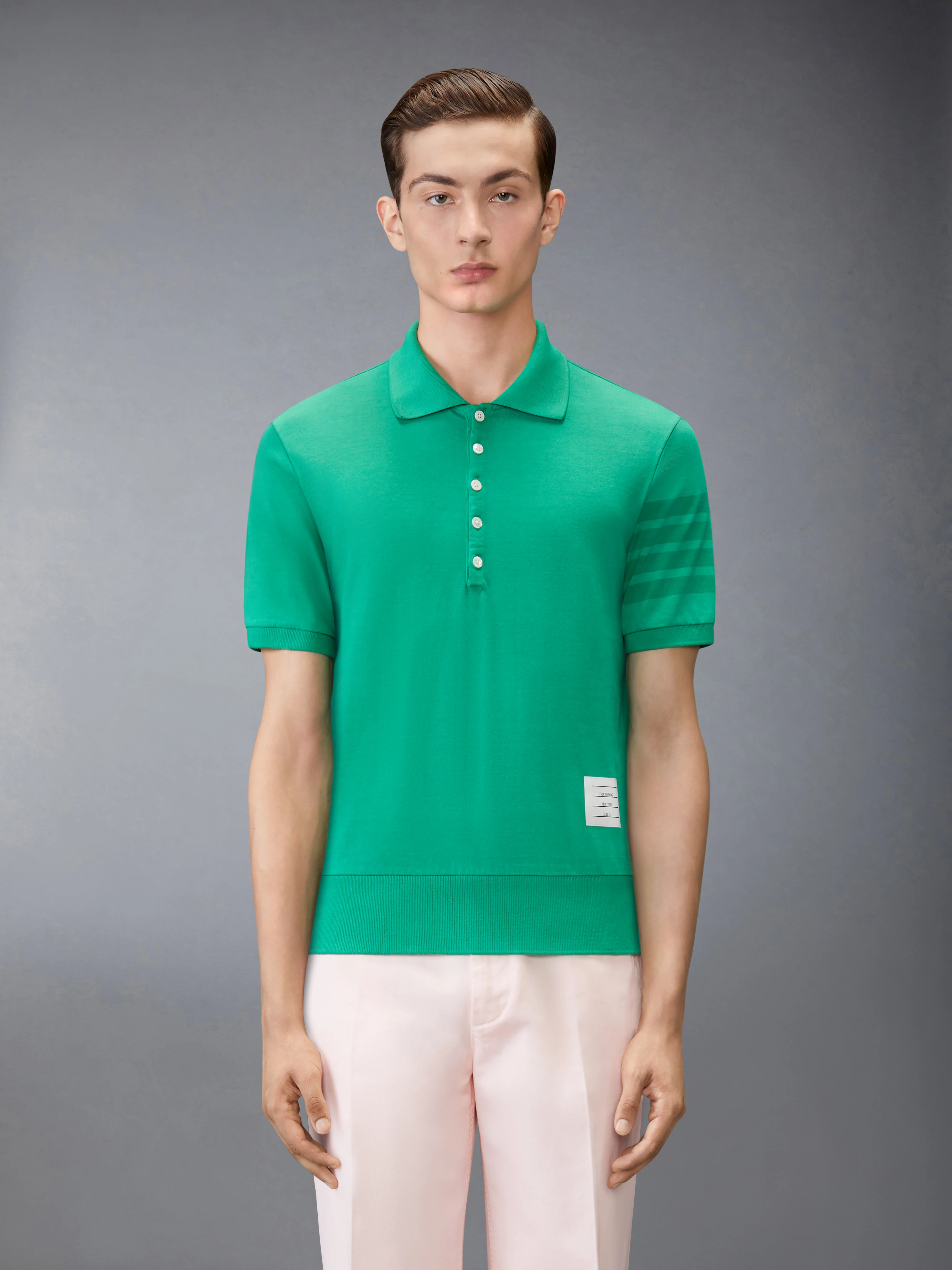 GARMENT OVERDYED JERSEY 4-BAR POLO