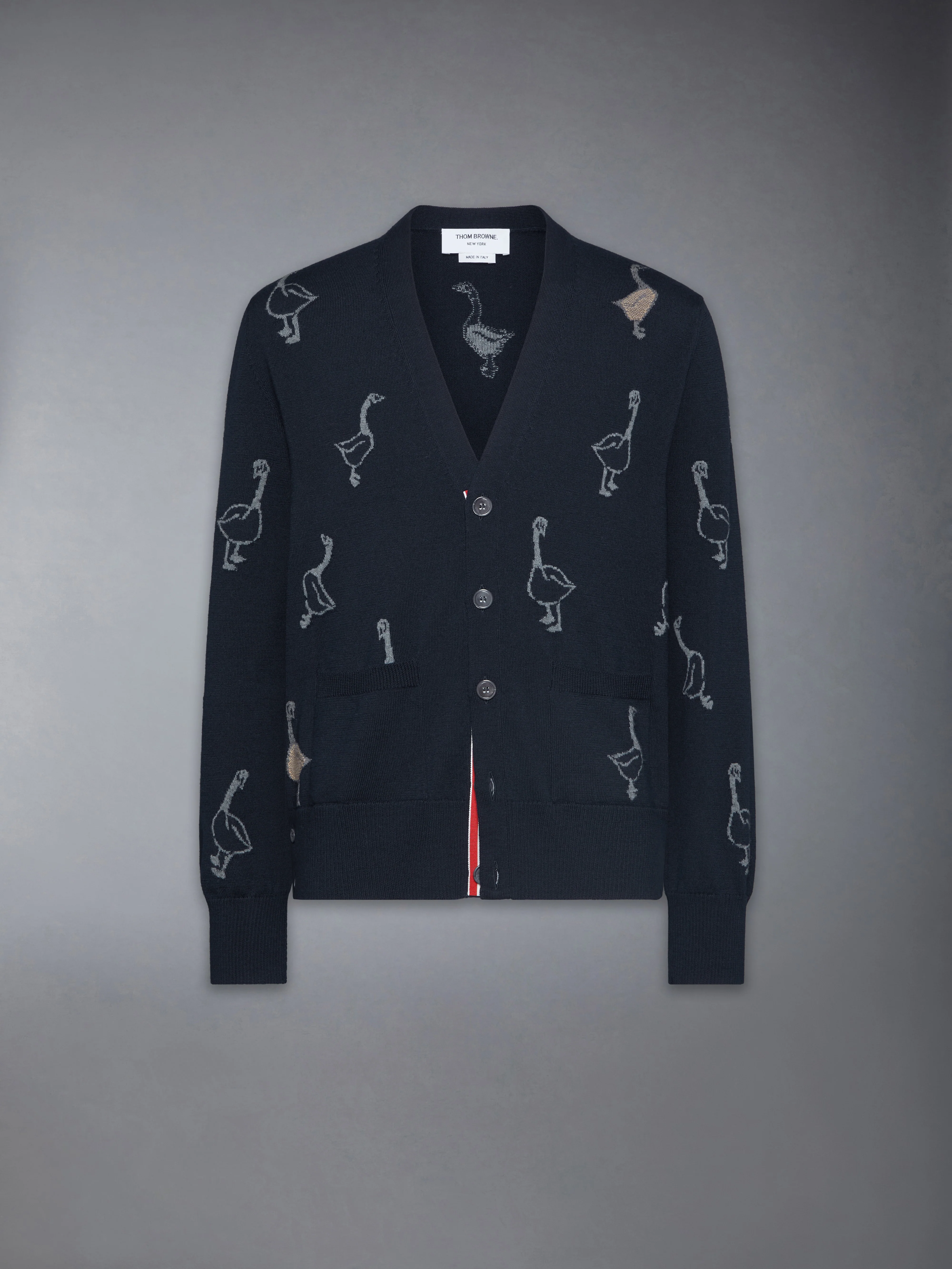 GEESE INTARSIA MERINO WOOL RELAXED FIT V NECK CARDIGAN - Image 6