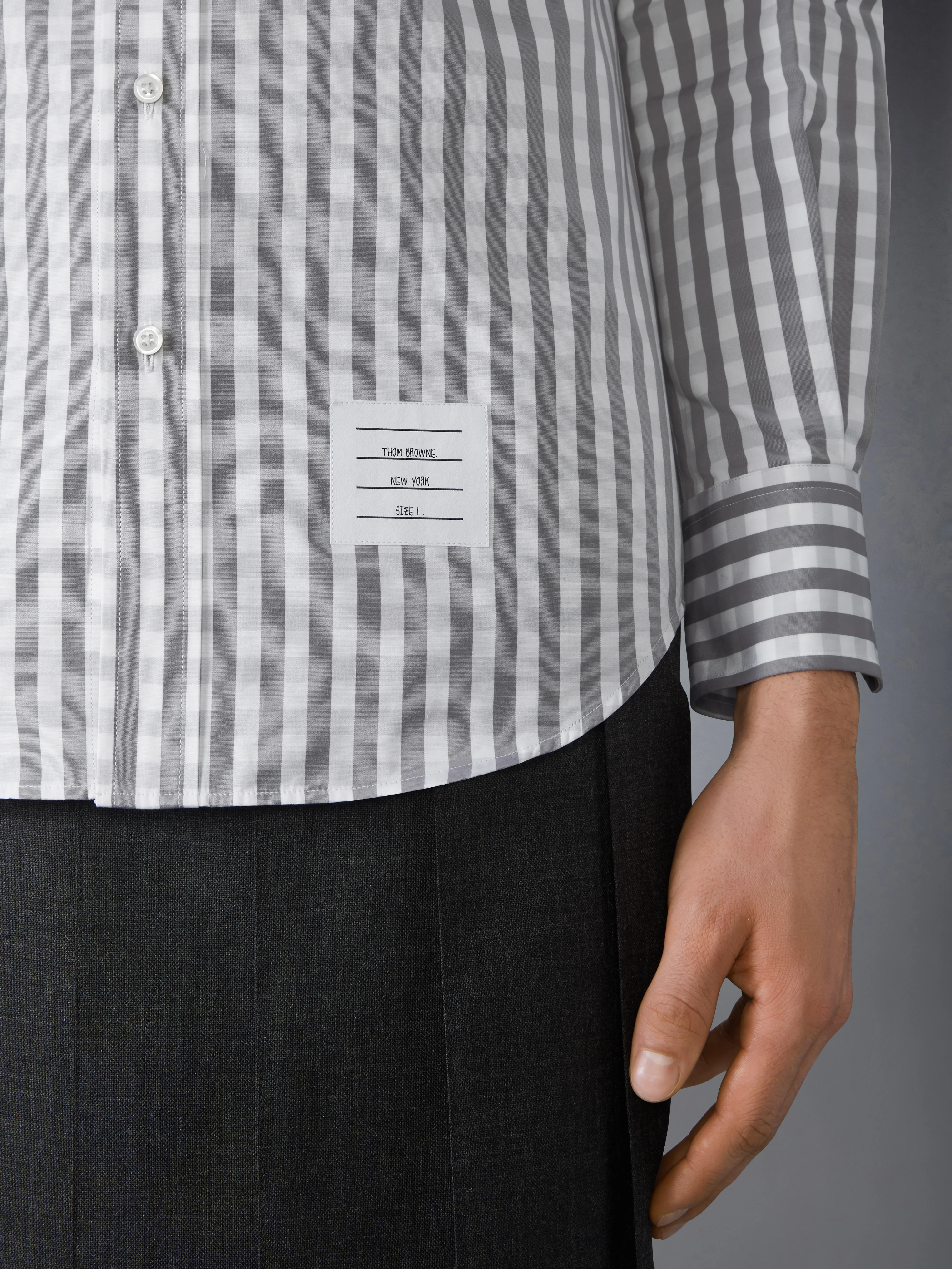 GINGHAM CHECK POPLIN ARMBAND SHIRT - Image 6