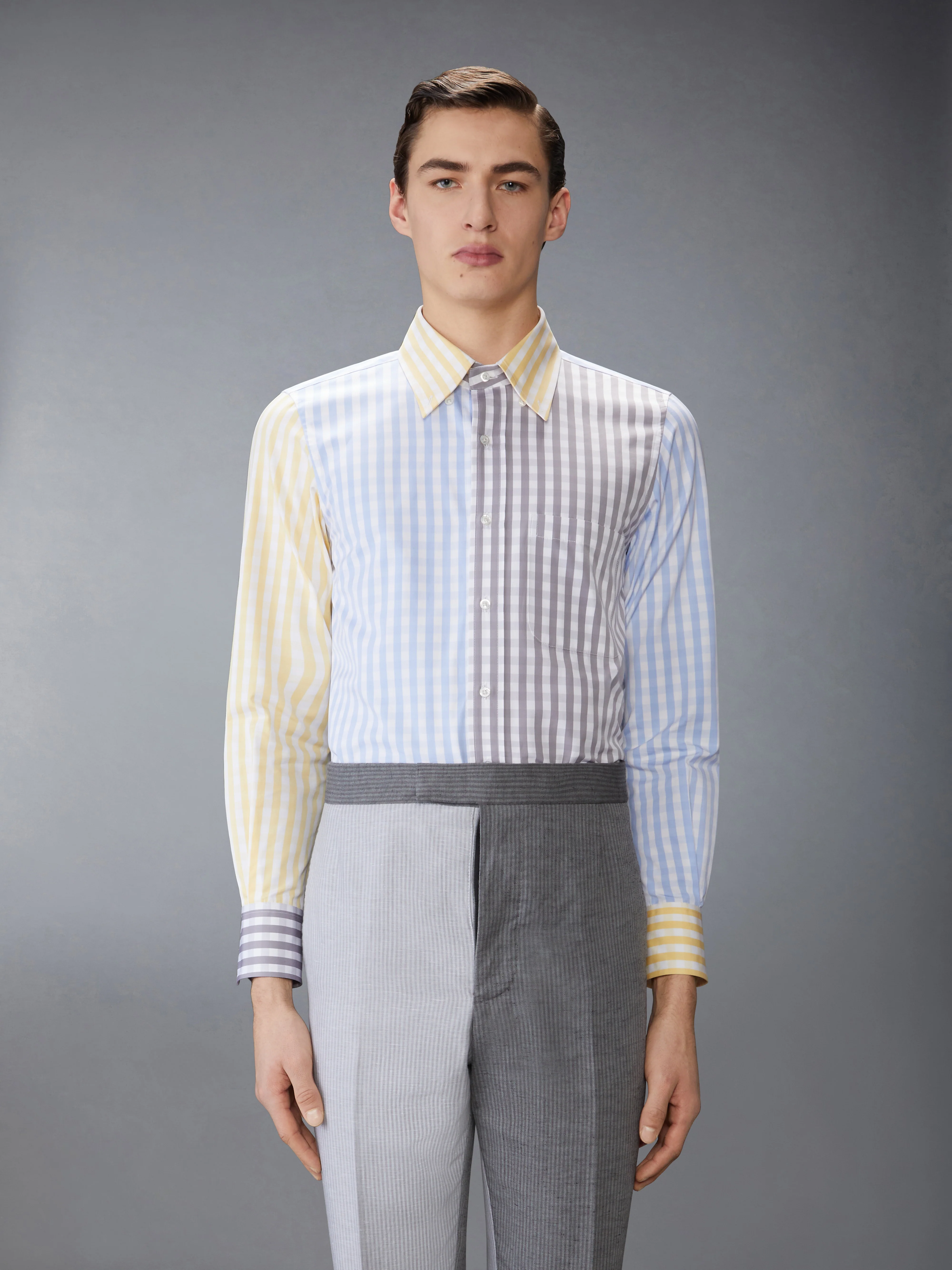 GINGHAM CHECK POPLIN FUNMIX SHIRT
