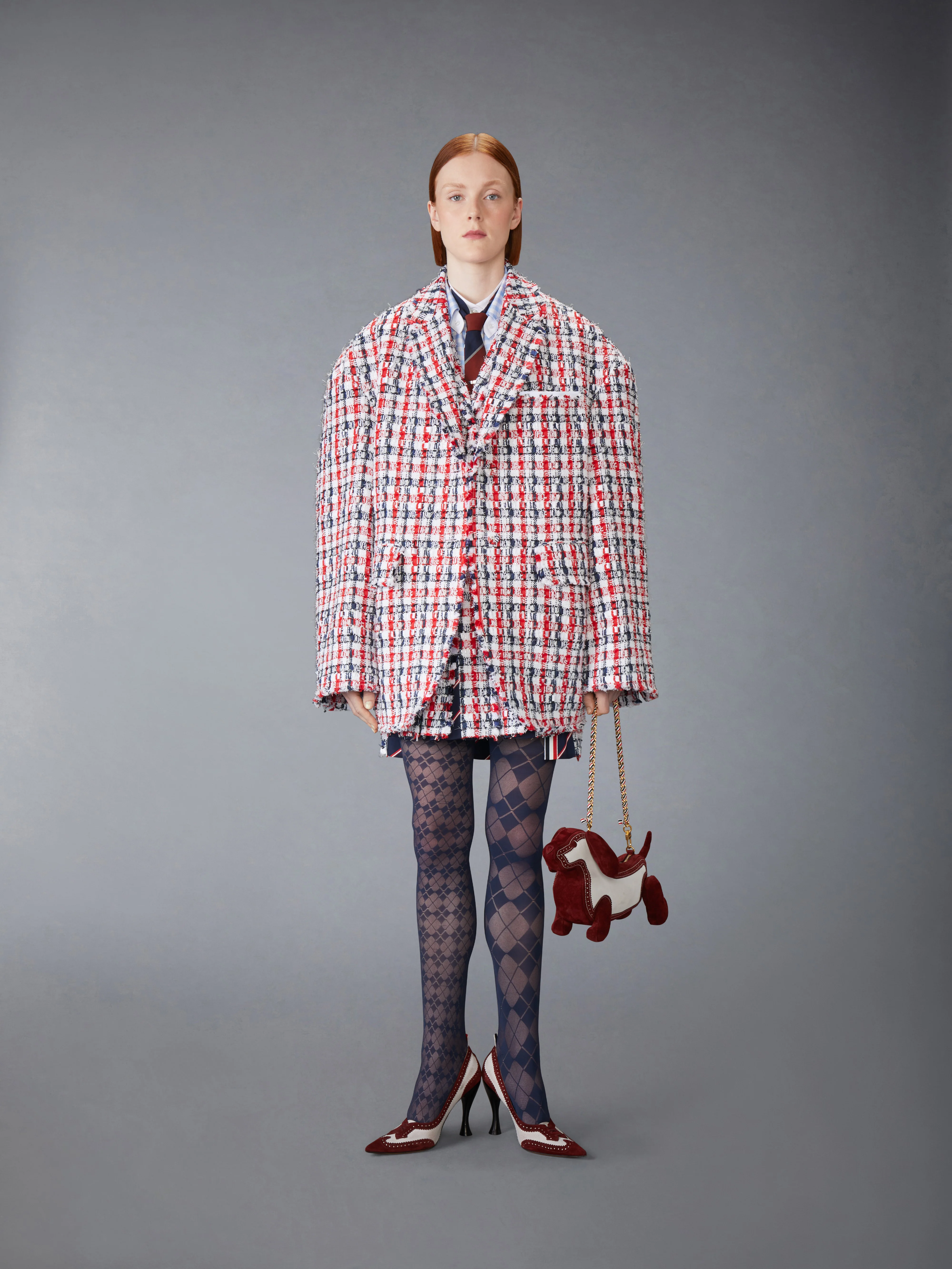 GINGHAM SATIN RIBBON TWEED COCOON SPORTCOAT - Image 4