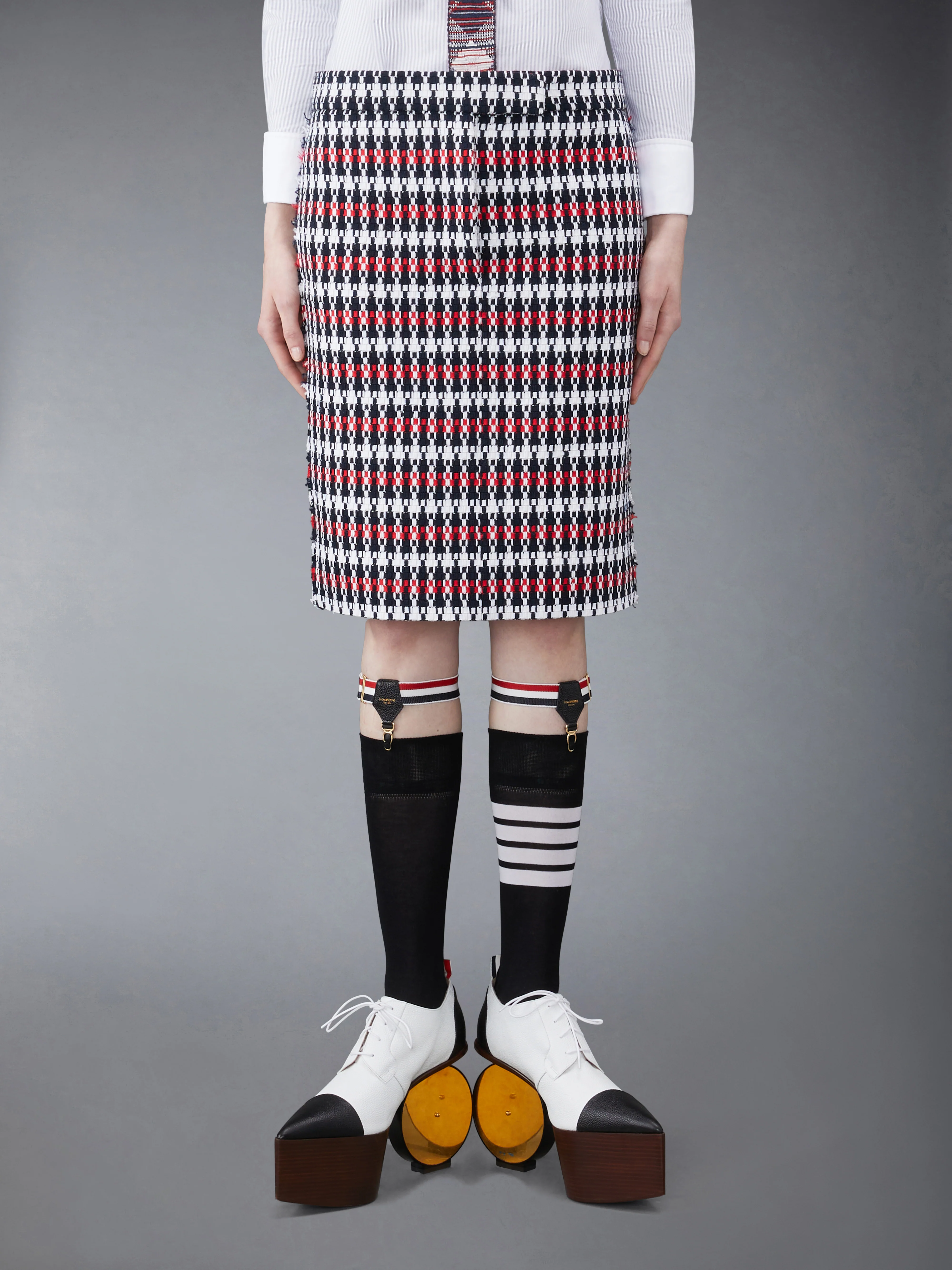 GROSGRAIN TWEED LOW WAIST SKIRT