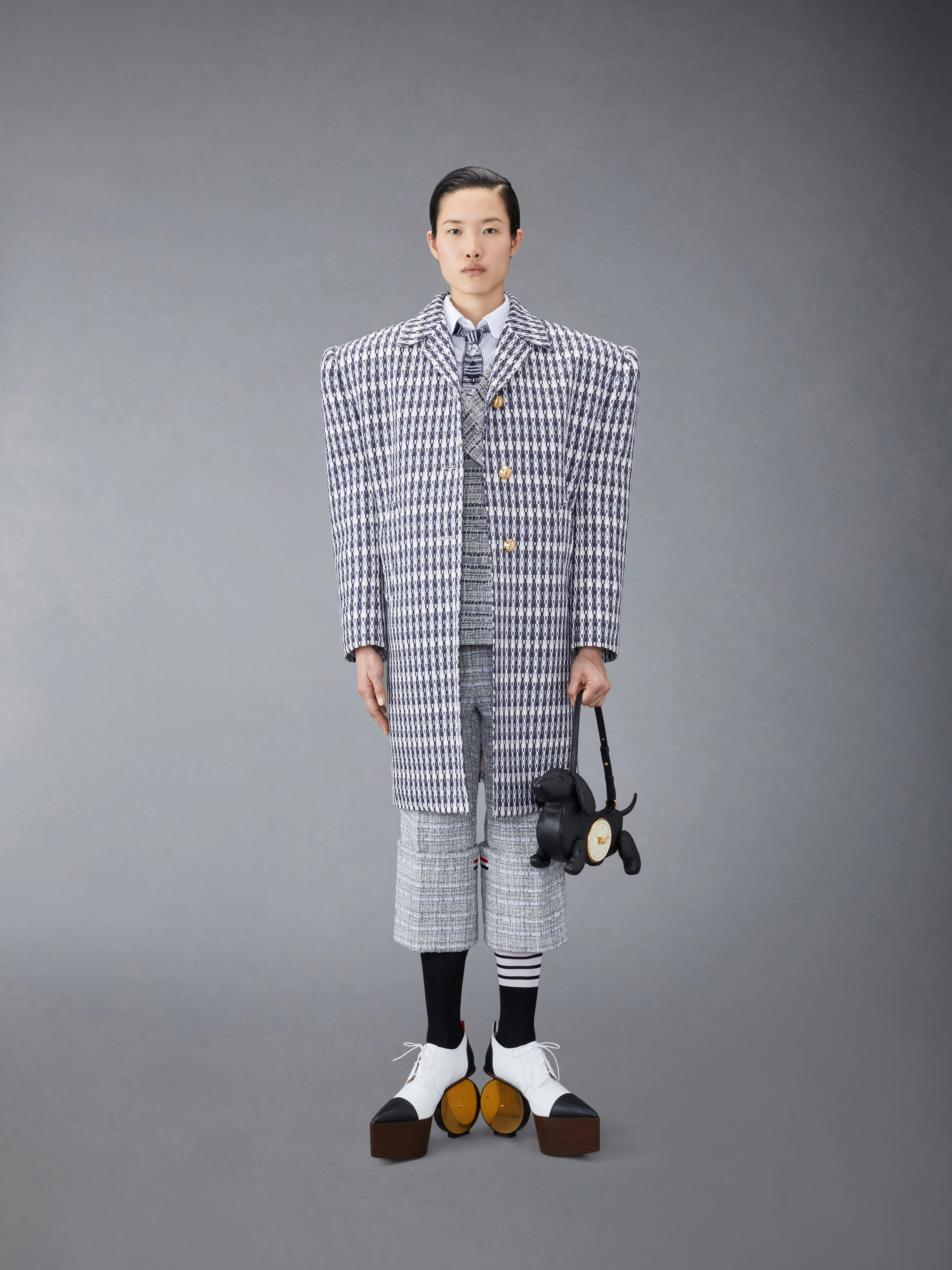 GROSGRAIN TWEED OVERSIZED BAL COLLAR OVERCOAT - Image 3