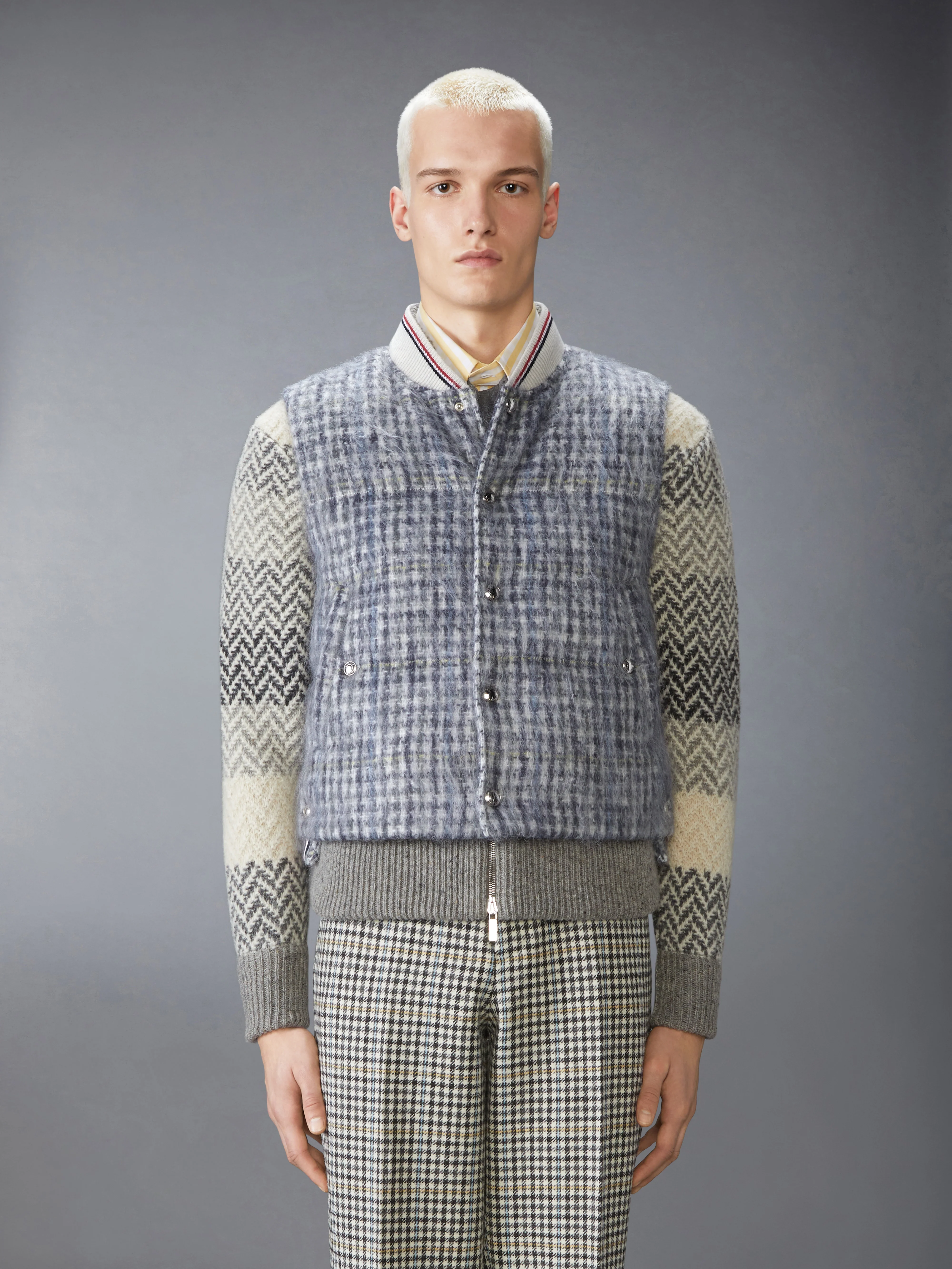 GUNCLUB CHECK HAIRY MOHAIR DOWN FILLED VEST