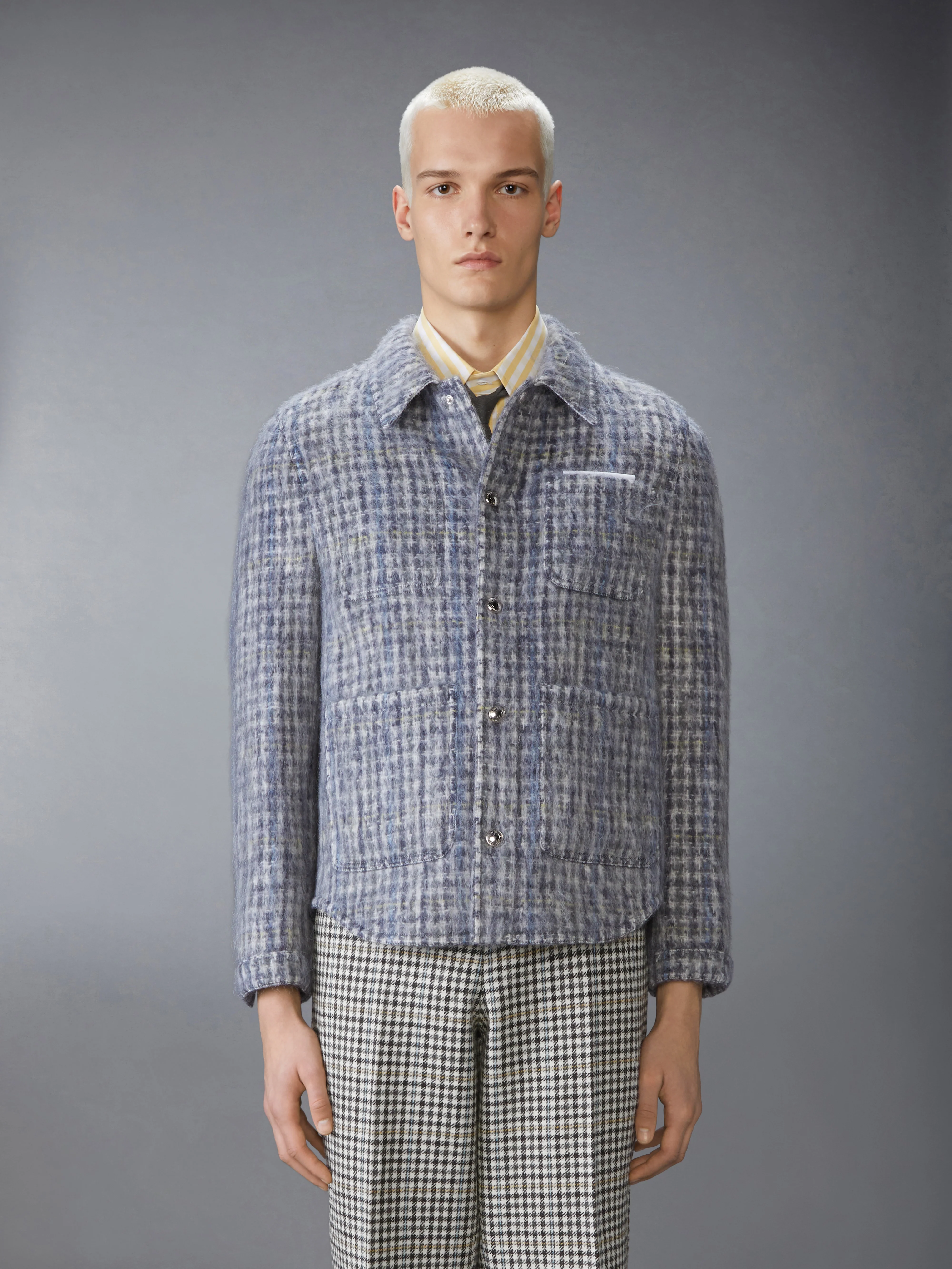 GUNCLUB CHECK HAIRY MOHAIR UTILITY JACKET