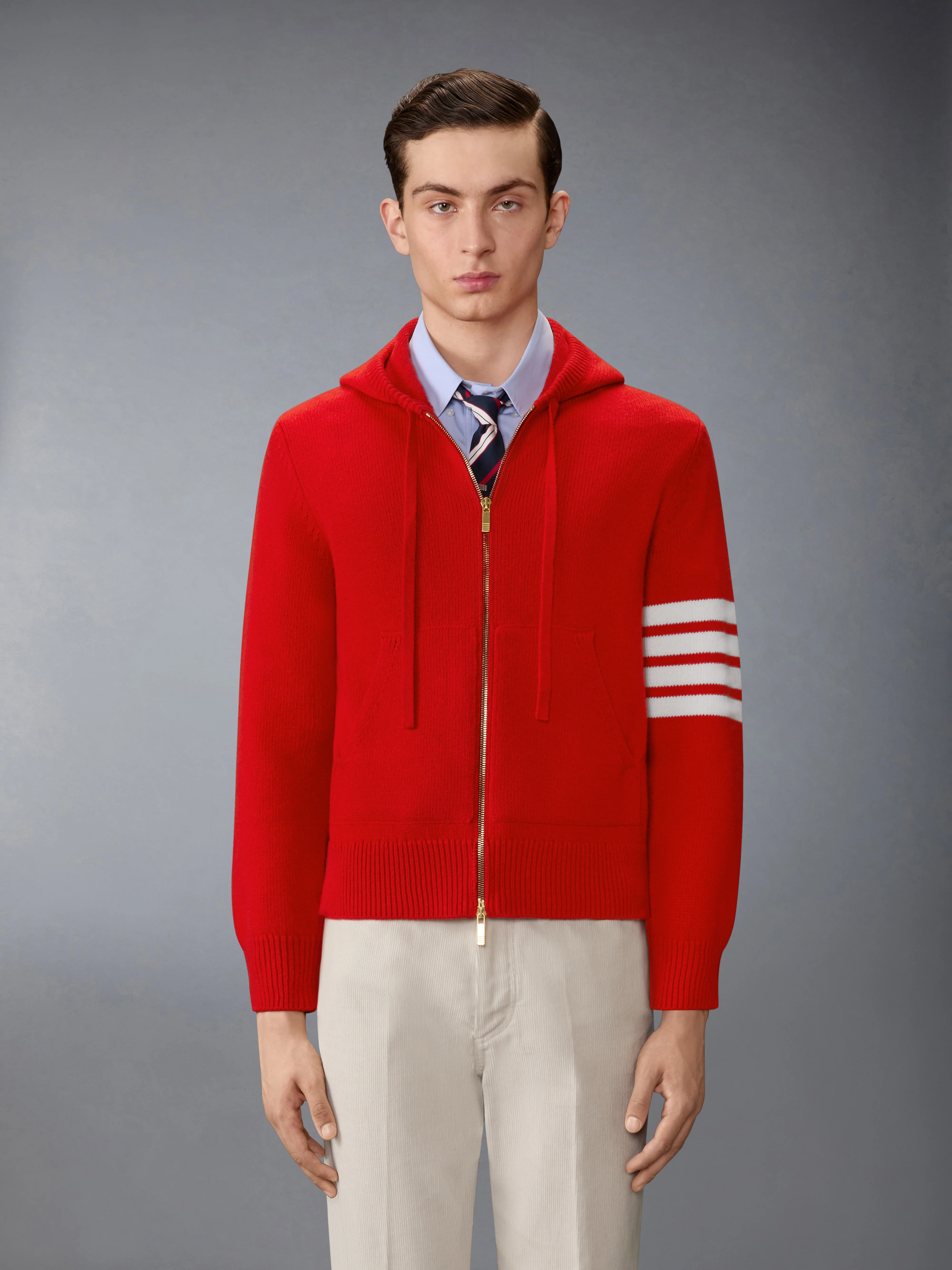 HECTOR INTARSIA MERINO ZIP UP HOODIE