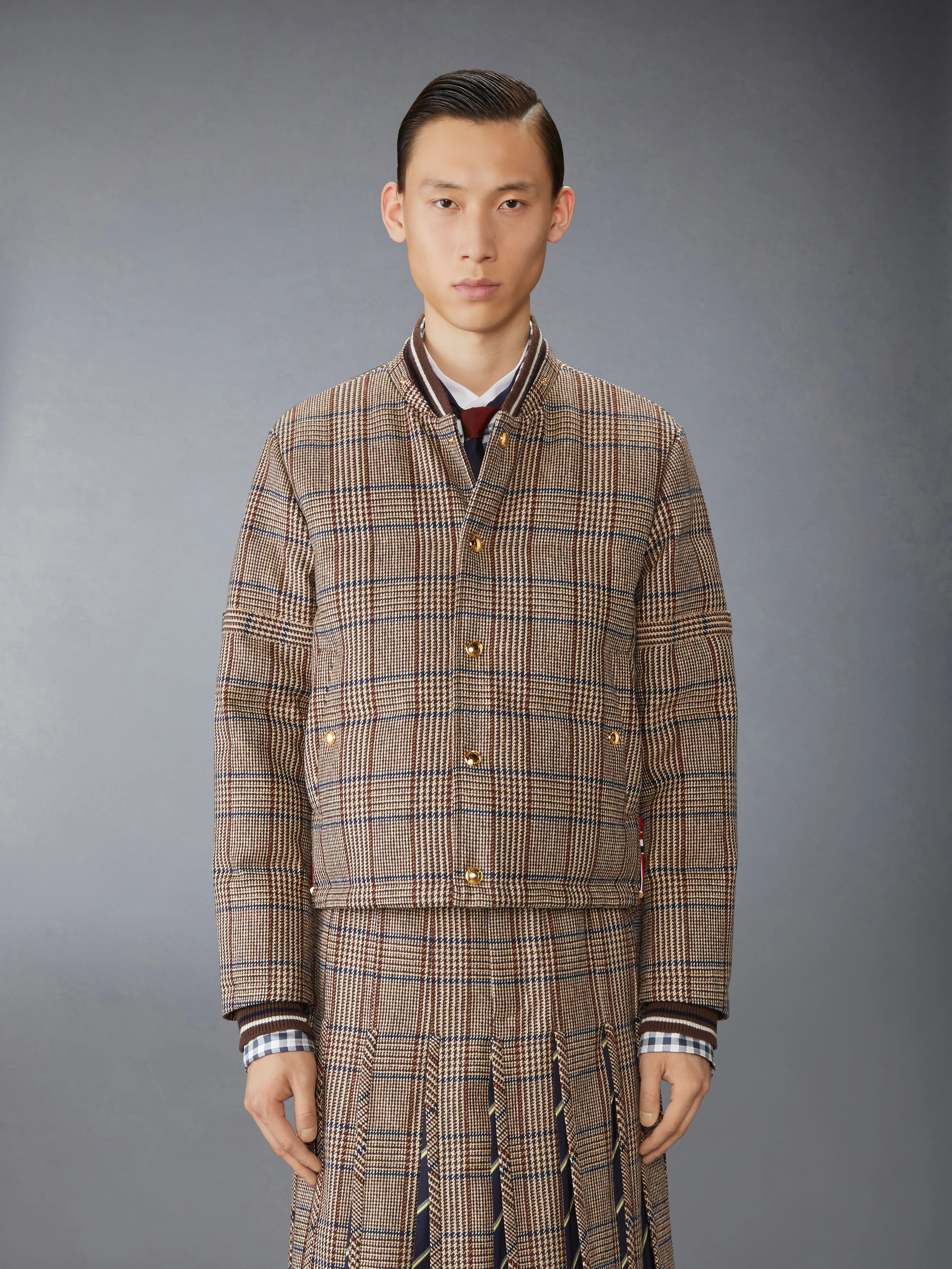 HUNTING TWEED 4-BAR DOWN FILL BOMBER JACKET - Image 2