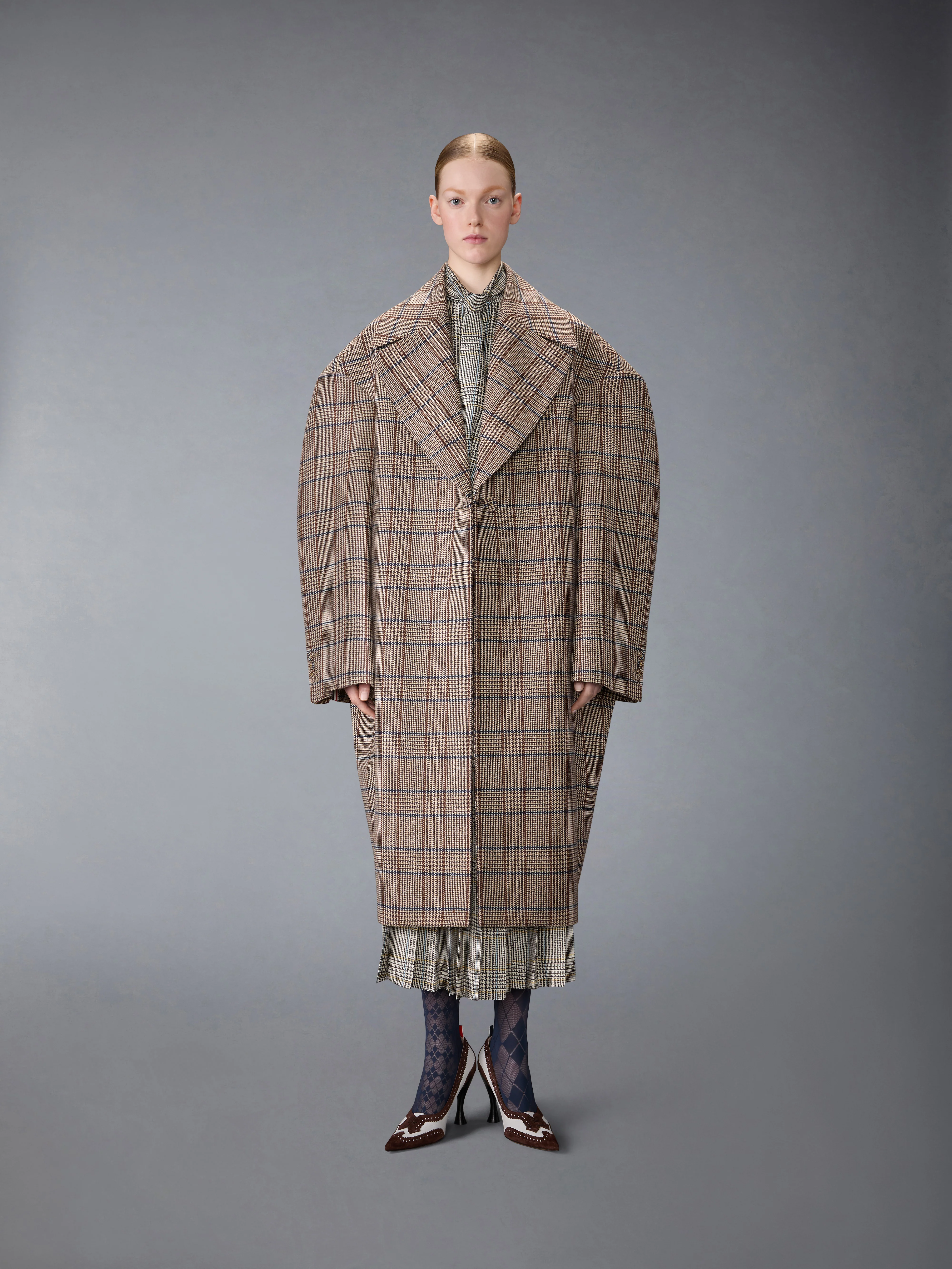 HUNTING TWEED SILK TWILL PLEATED SKIRT - Image 4