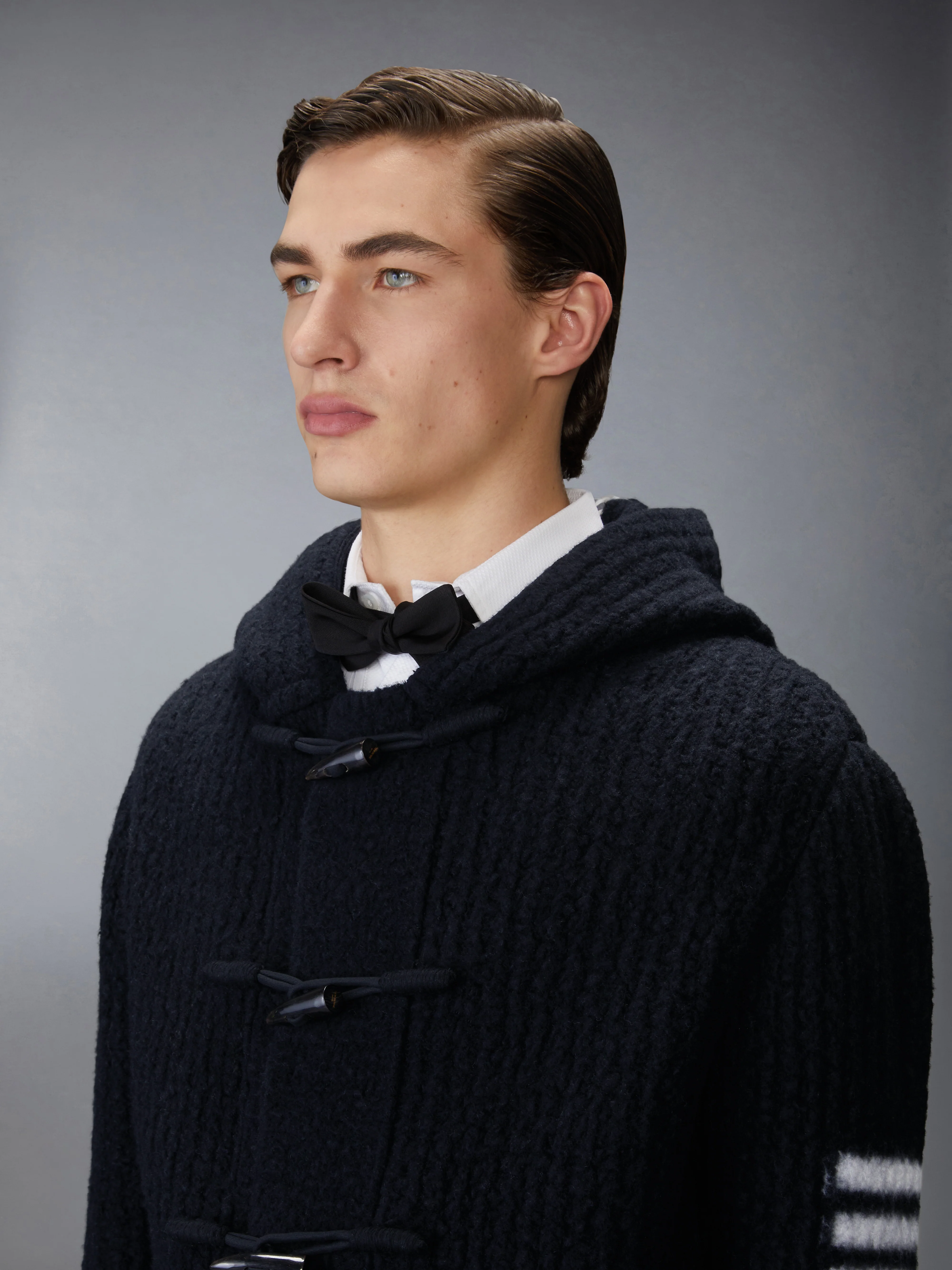 INTARSIA 4-BAR BOILED MERINO WOOL DUFFLE COAT - Image 5