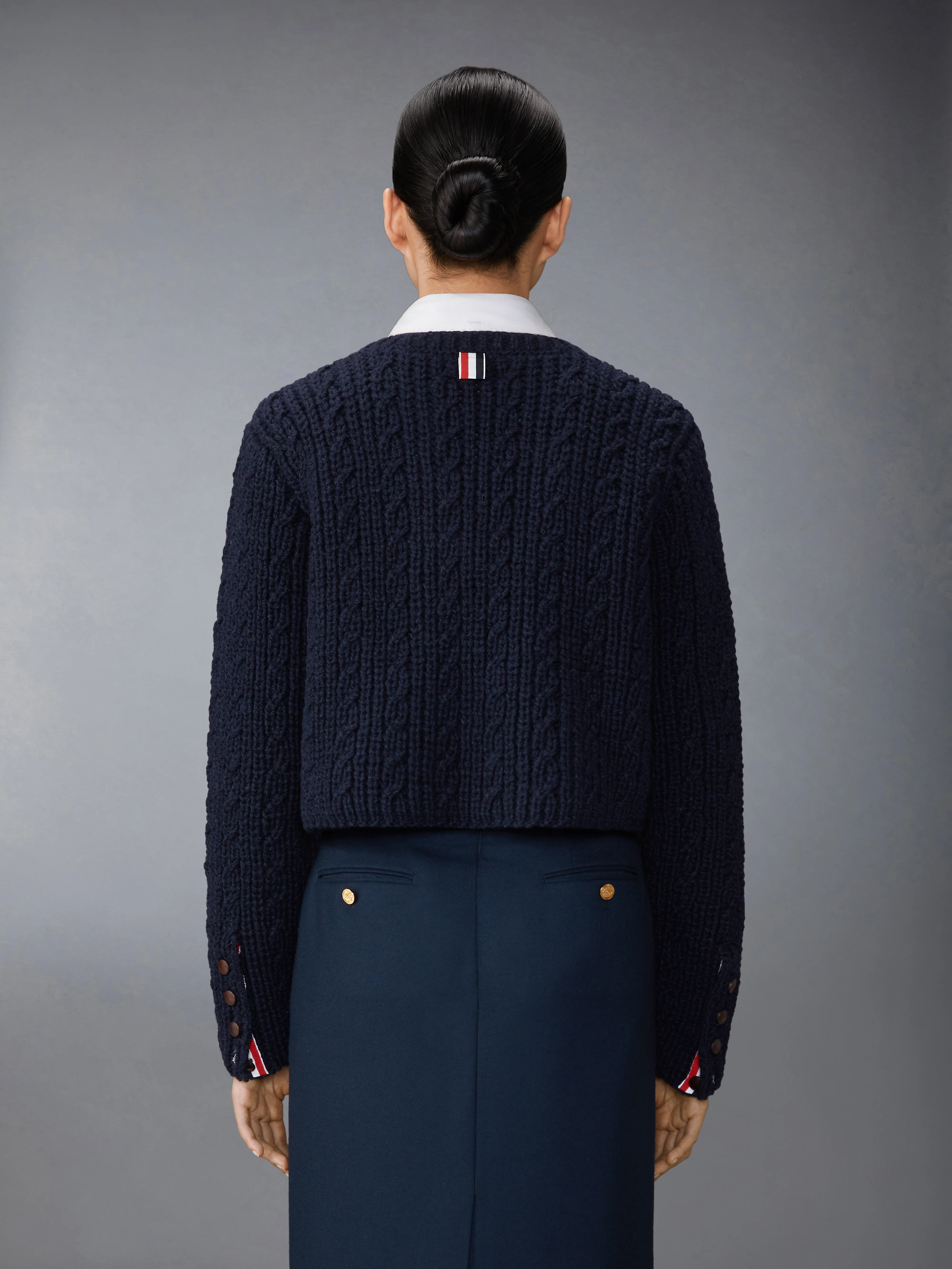 IRISH WOOL HANDKNIT CABLE STITCH SHORT CARDIGAN - Image 2