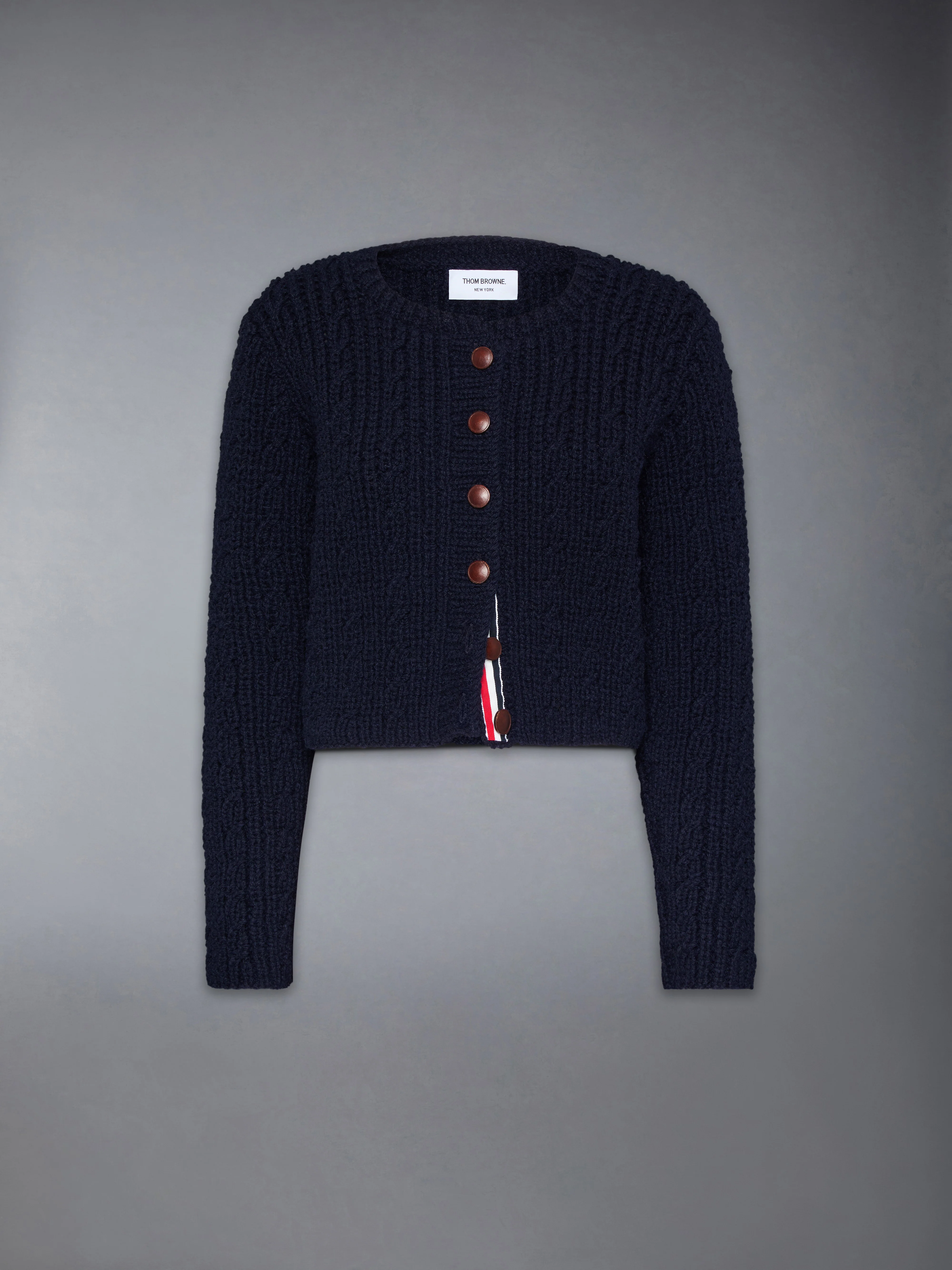 IRISH WOOL HANDKNIT CABLE STITCH SHORT CARDIGAN - Image 7