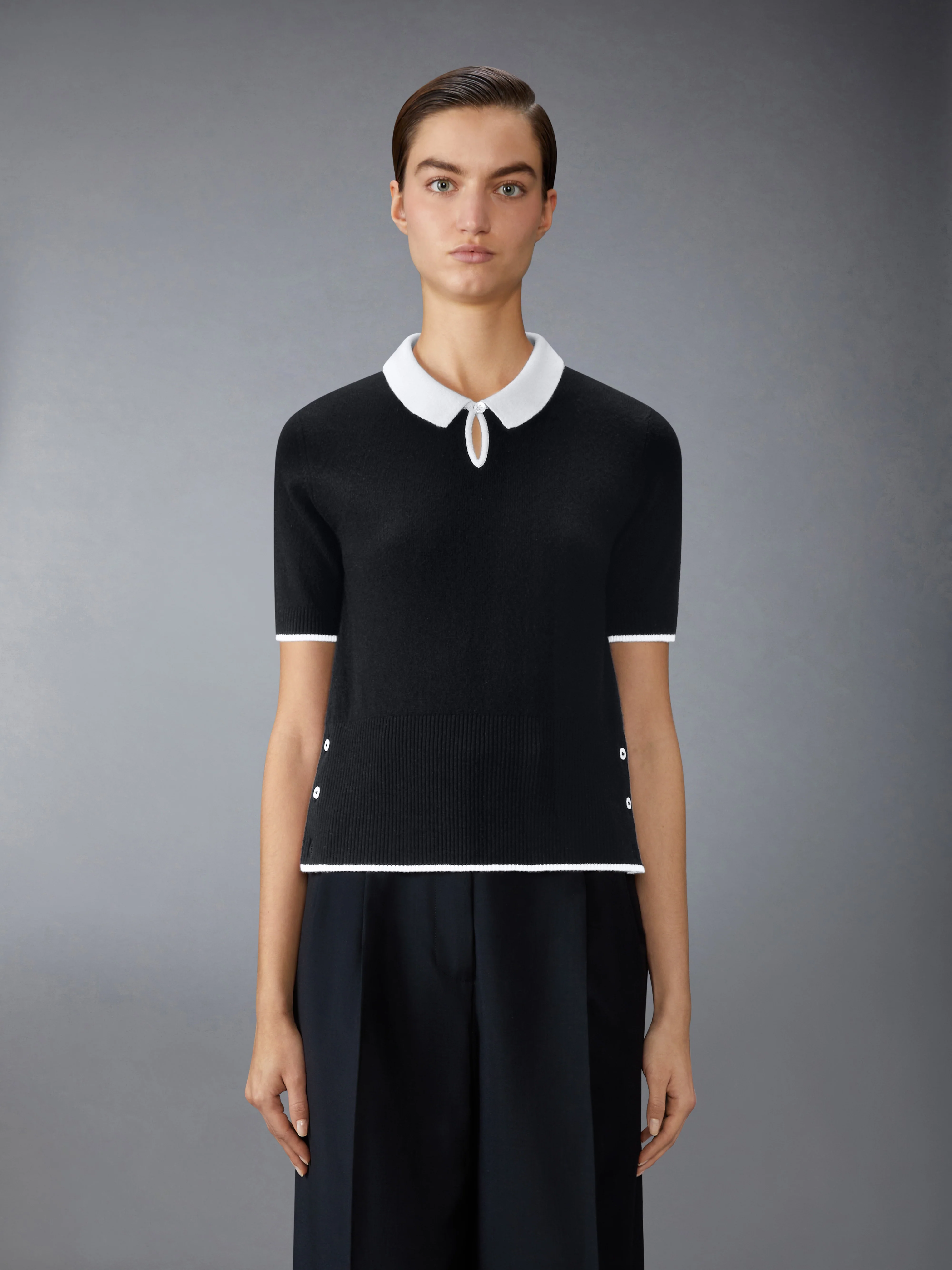 JERSEY STITCH CASHMERE POLO