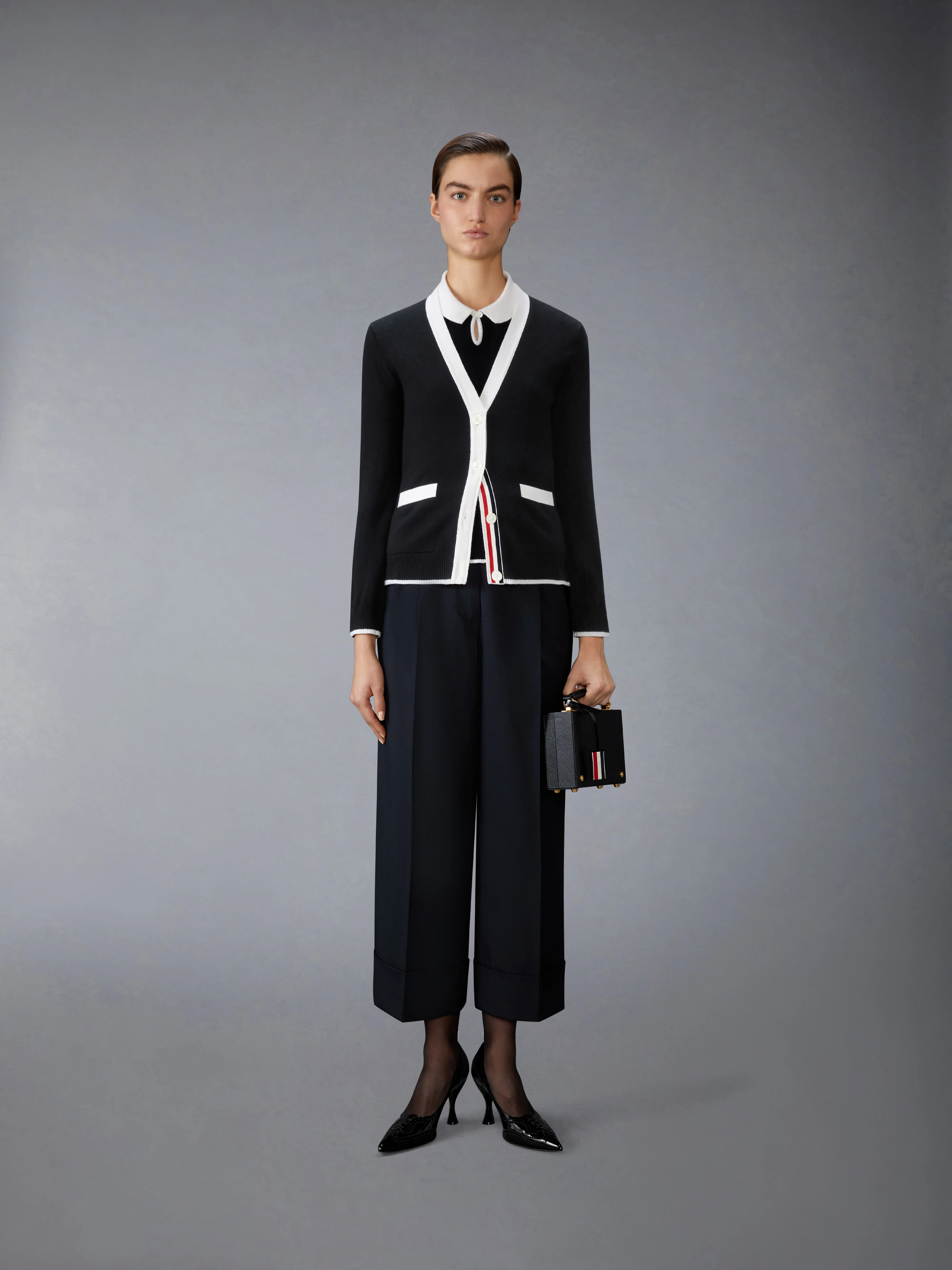 JERSEY STITCH CASHMERE V NECK CARDIGAN - Image 3