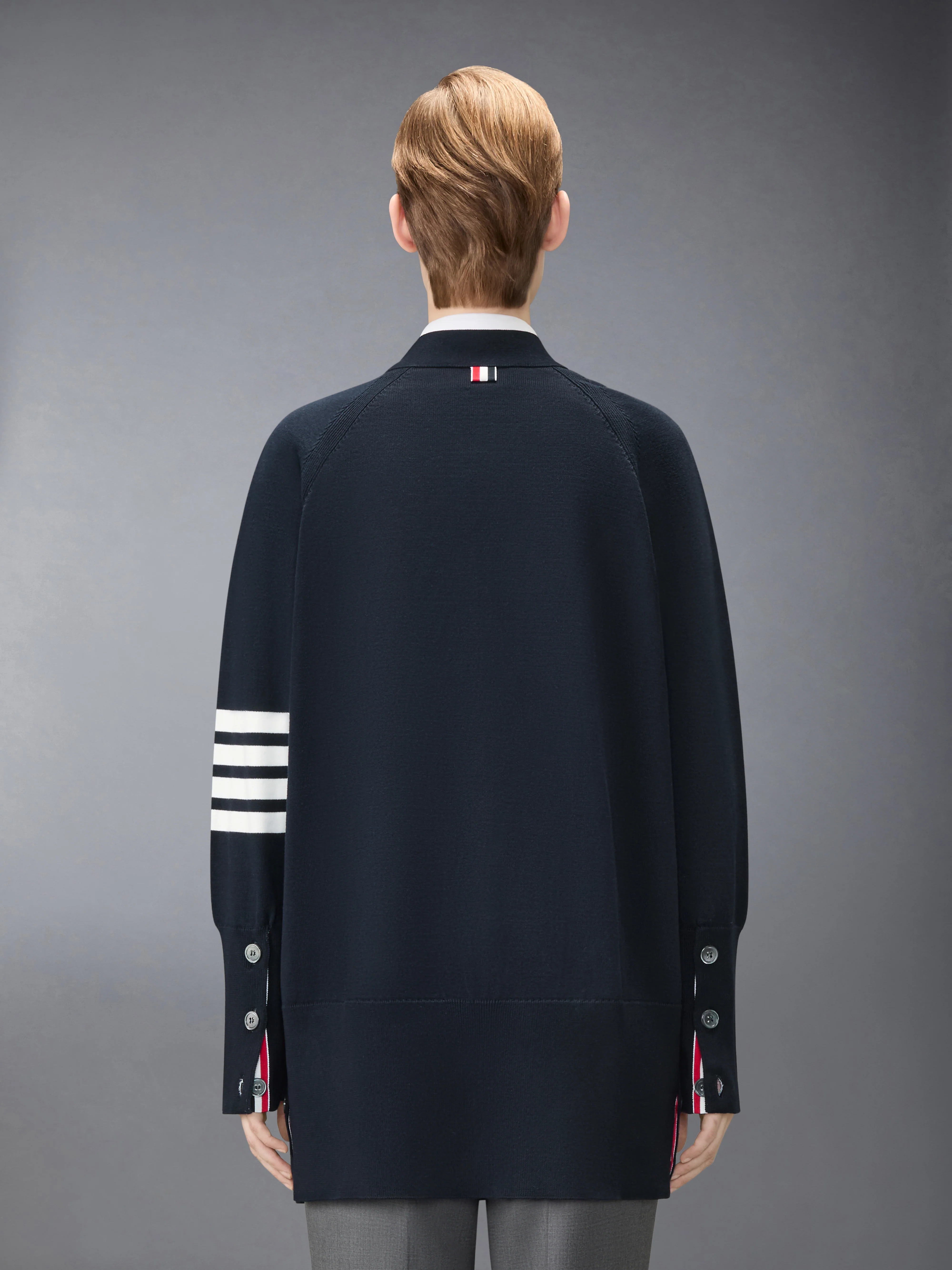 JERSEY STITCH COTTON 4-BAR EXAGGERATED FIT CARDIGAN - Image 2