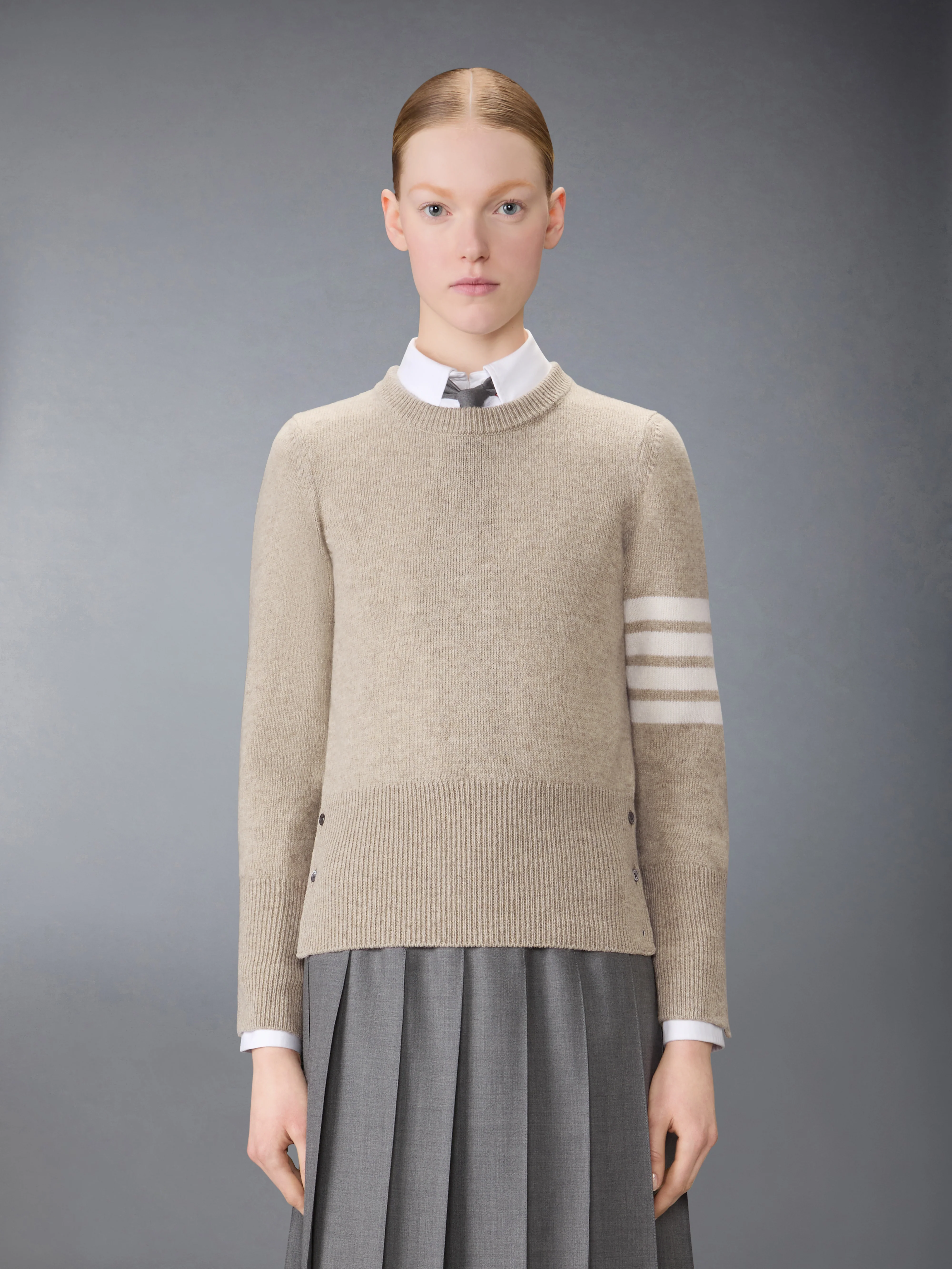 JERSEY STITCH SHETLAND WOOL 4-BAR PULLOVER