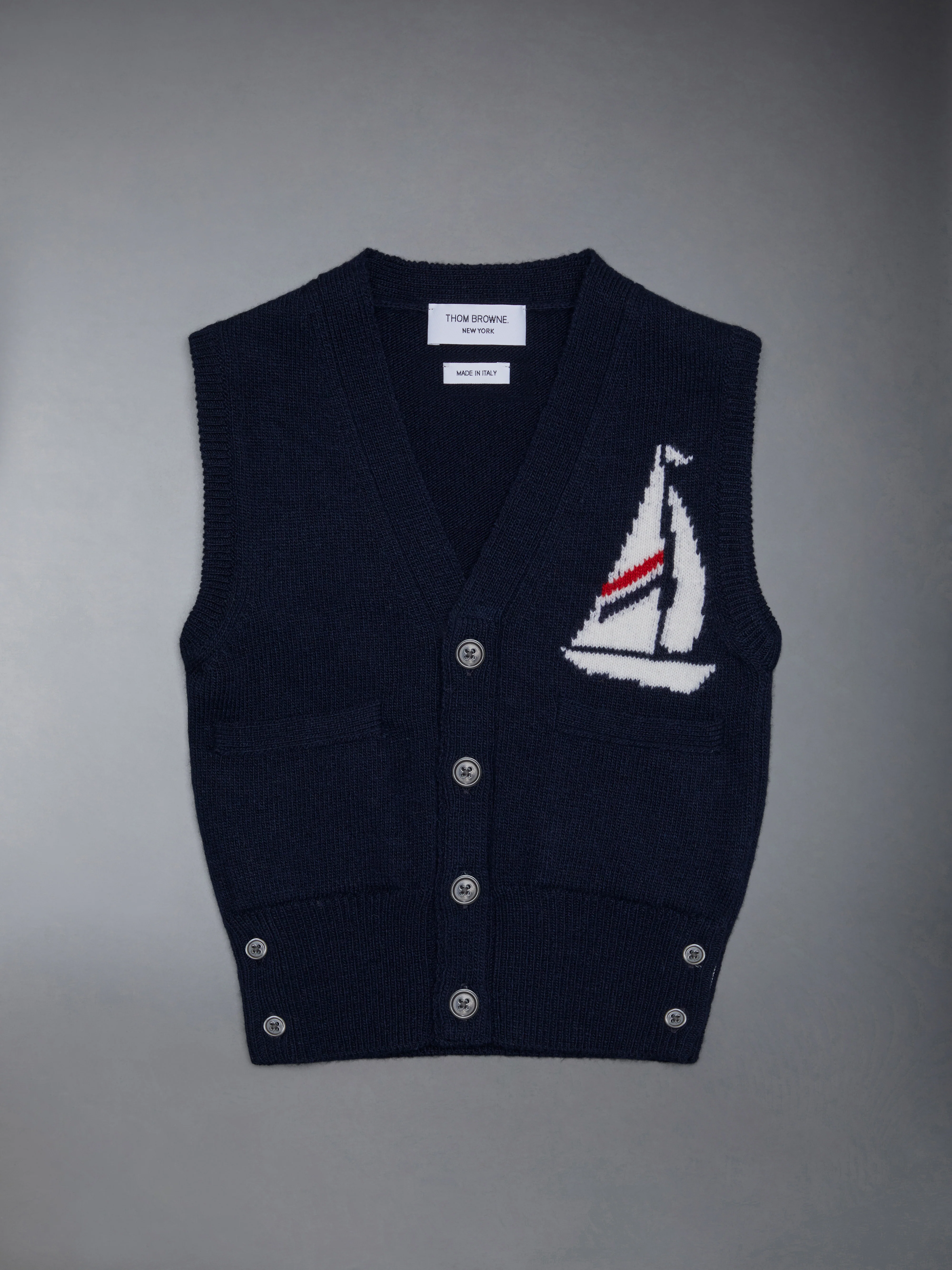 Kid's Fine Merino Half Drop Cardigan Vest