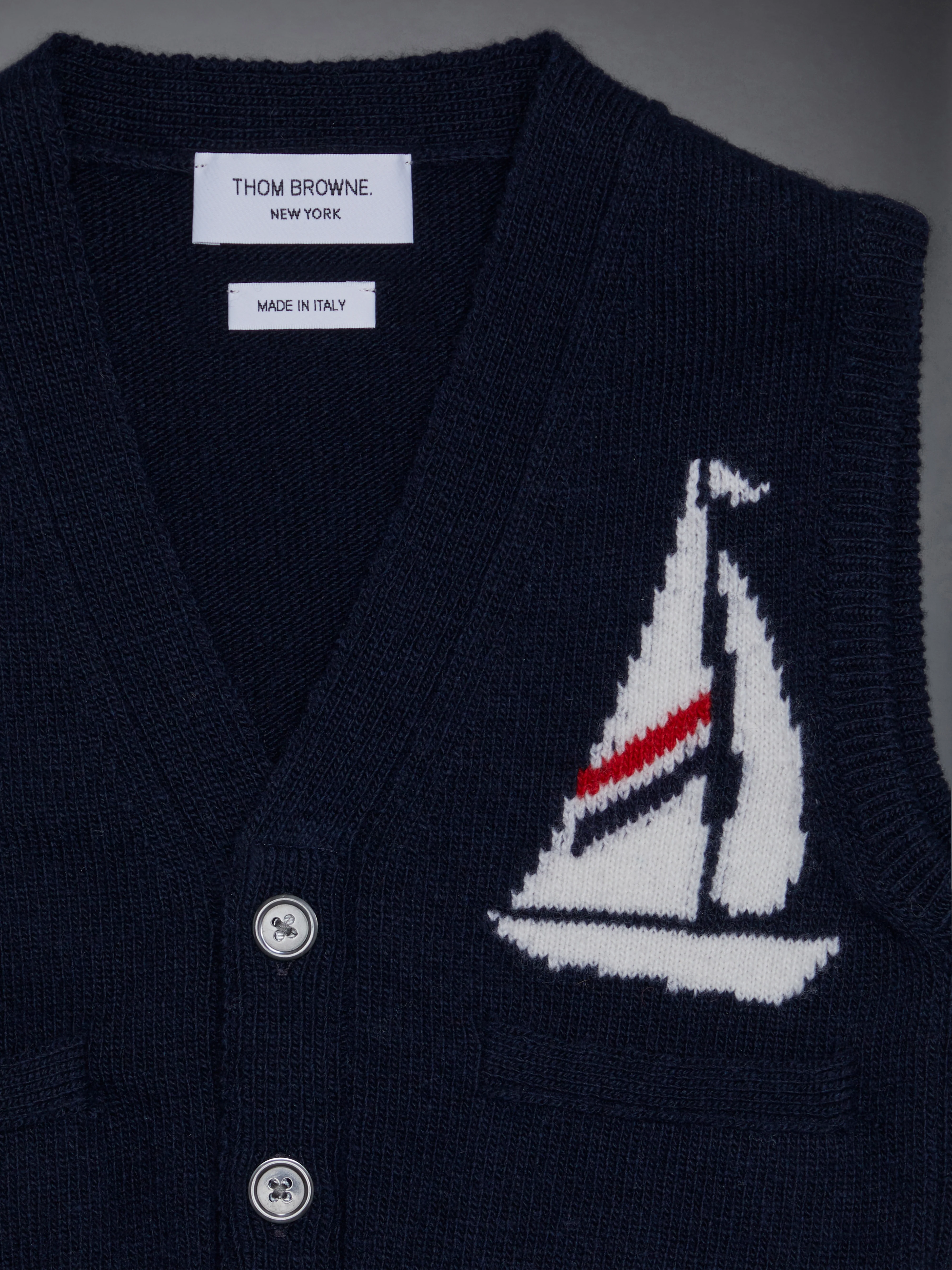 Kid's Fine Merino Half Drop Cardigan Vest - Image 3