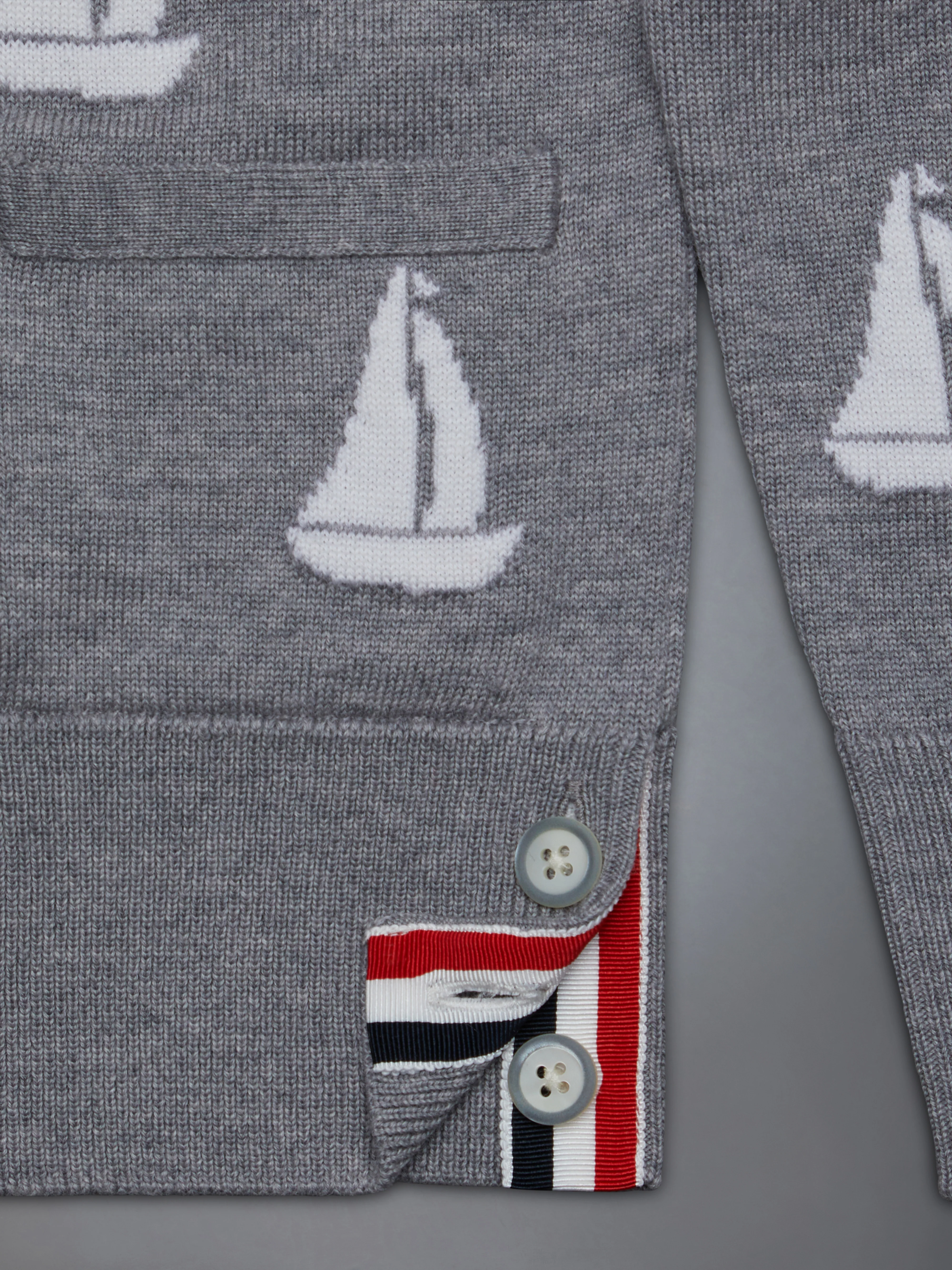Kid's Fine Merino Half Drop V-Neck Cardigan - Image 3