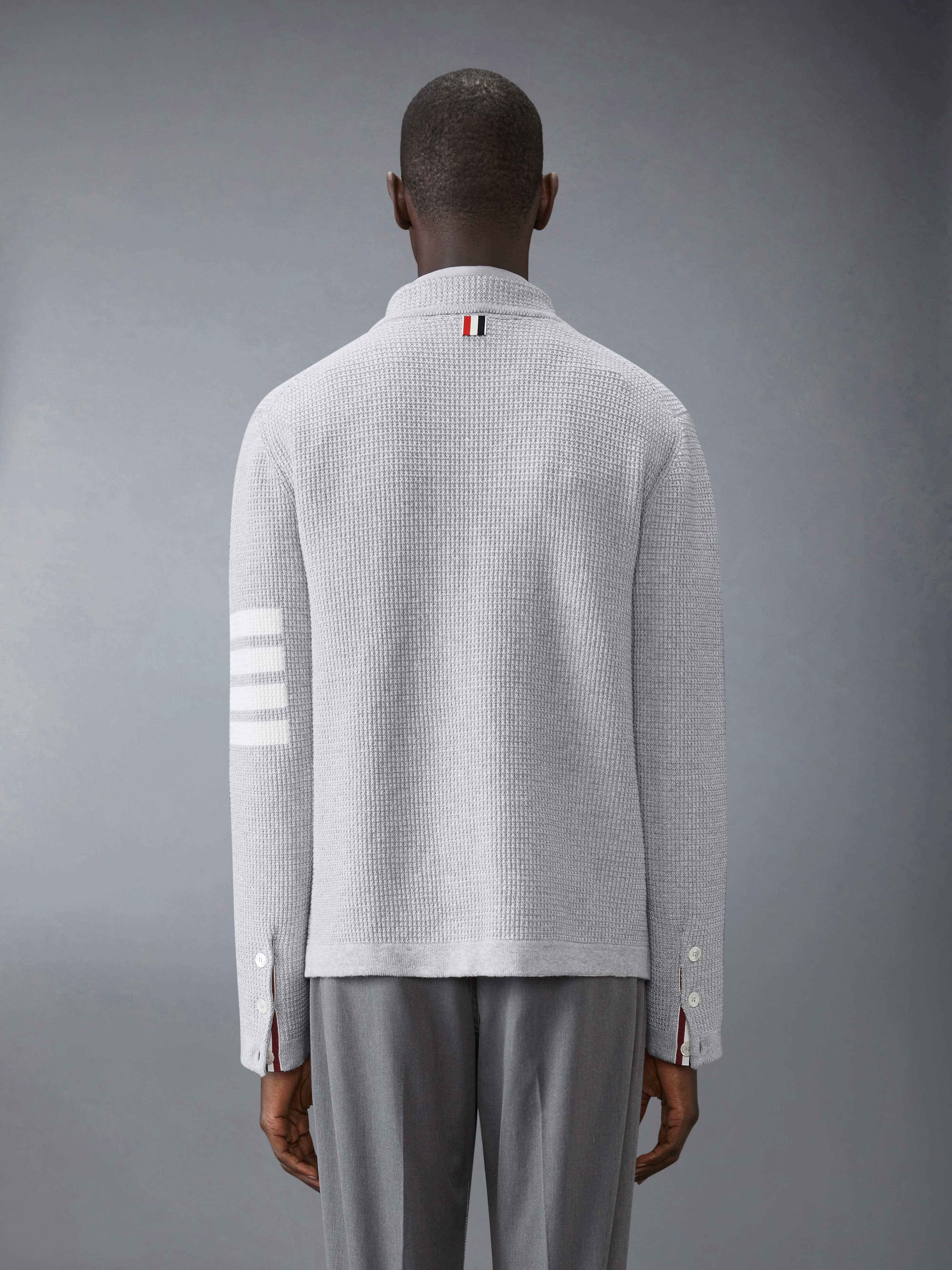 LINEN COTTON 4-BAR CARIDGAN JACKET - Image 2