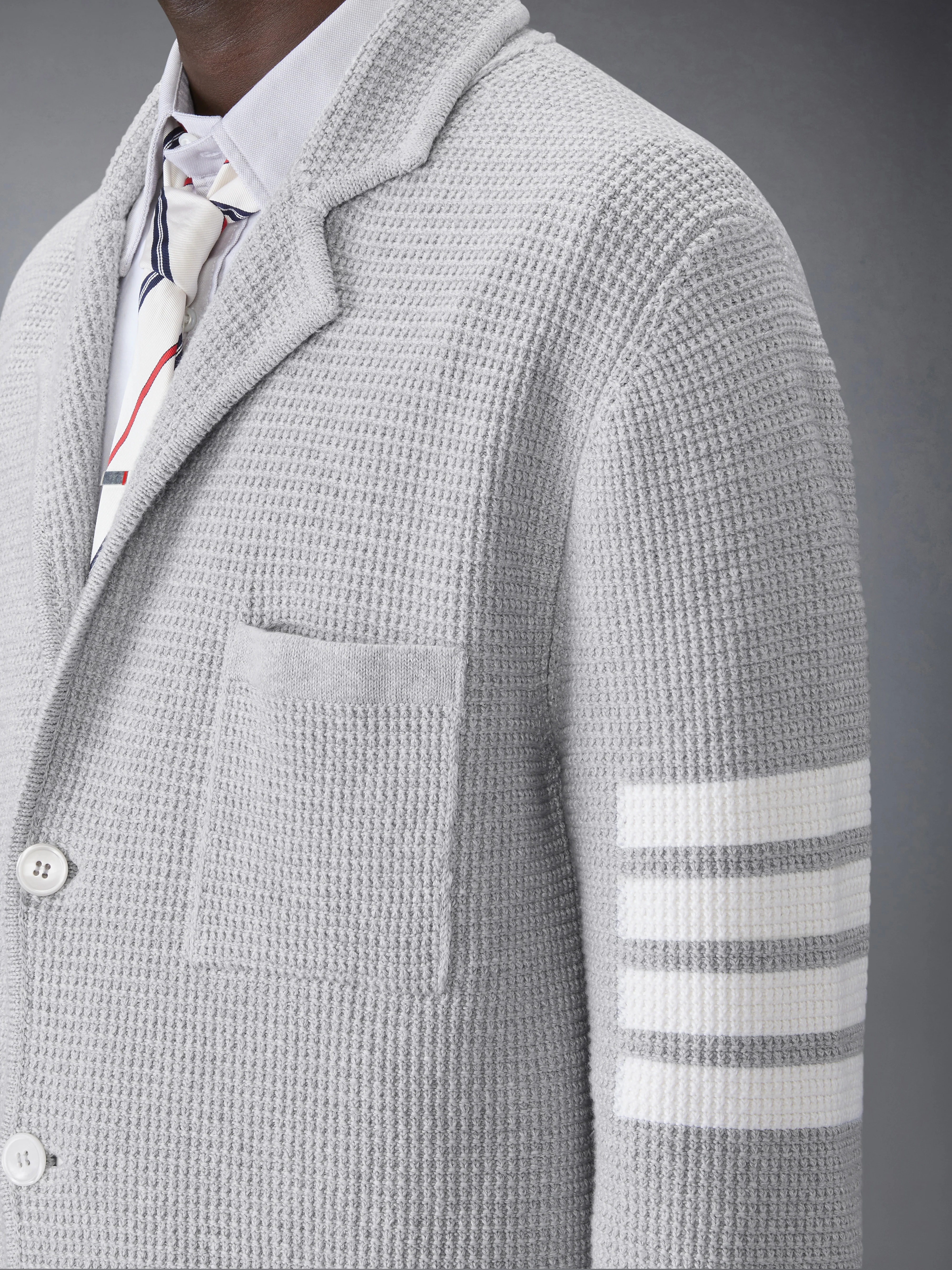 LINEN COTTON 4-BAR CARIDGAN JACKET - Image 5